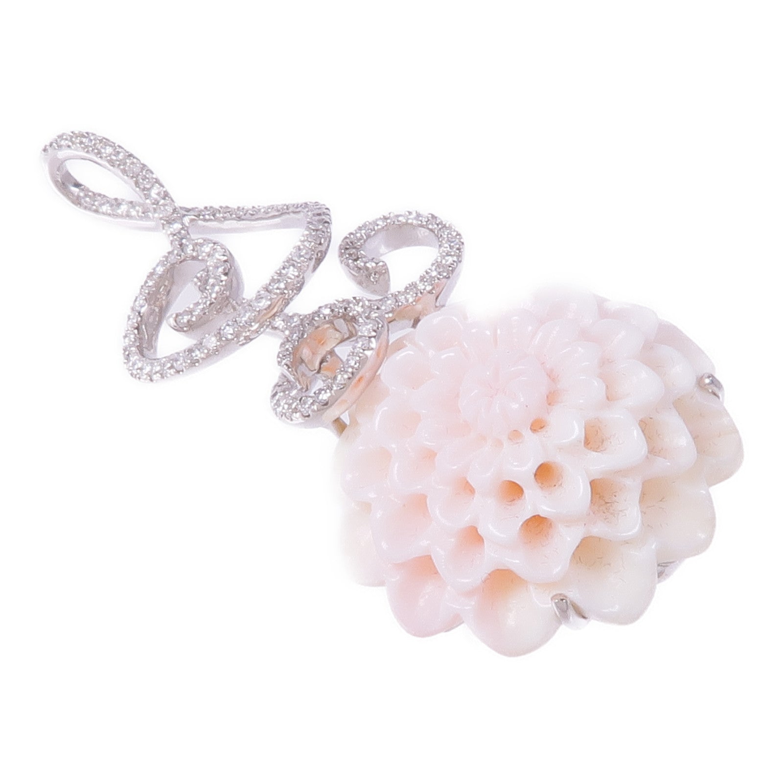 JEWELRY 18K白金Coral Diamond Pendant Top珊瑚石/鑽石吊墜