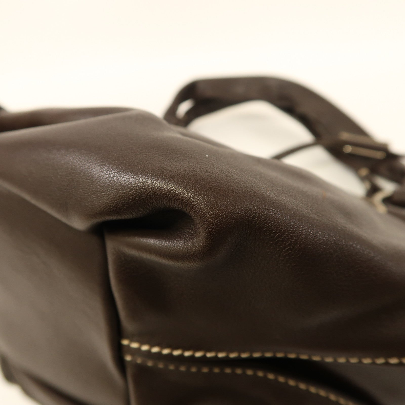 CELINE 牛皮皮革Shoulder Bag銀扣肩背袋啡色