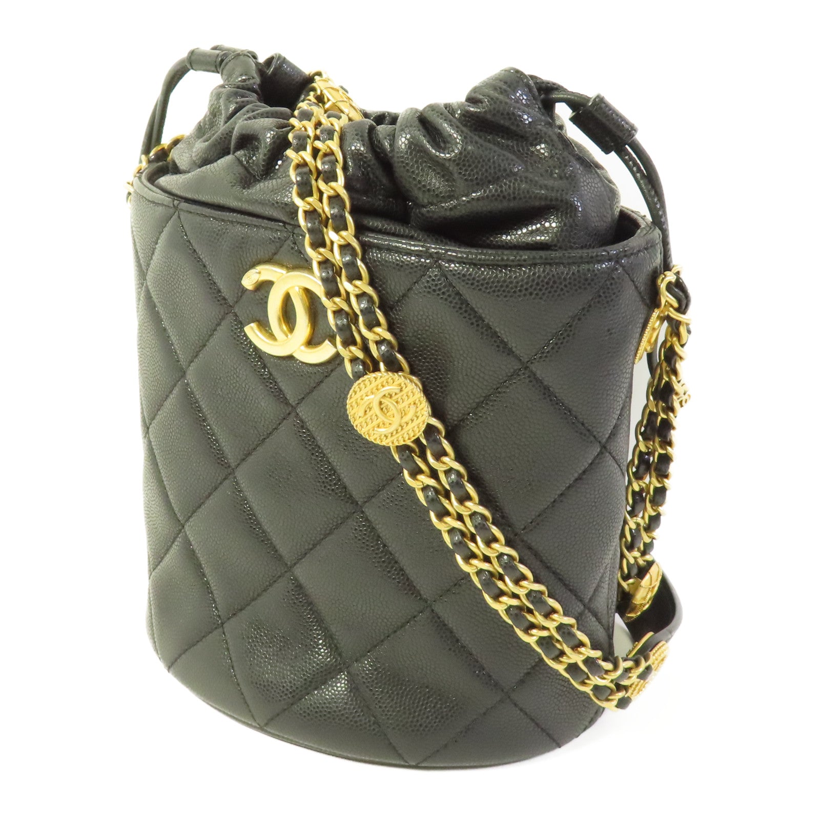 CHANEL 牛皮皮革Small Bucket Bag金扣肩背袋