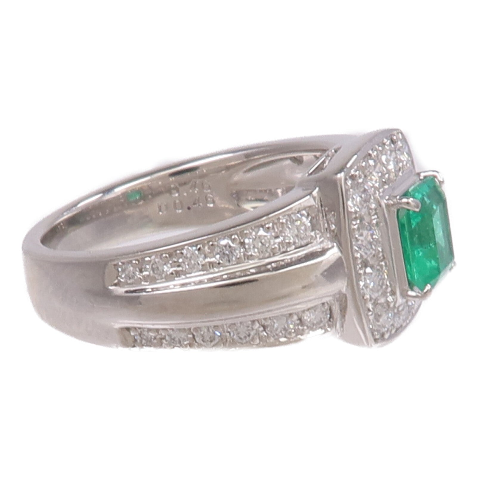 JEWELRY PT900鉑金Ring綠寶石/鑽石戒指
