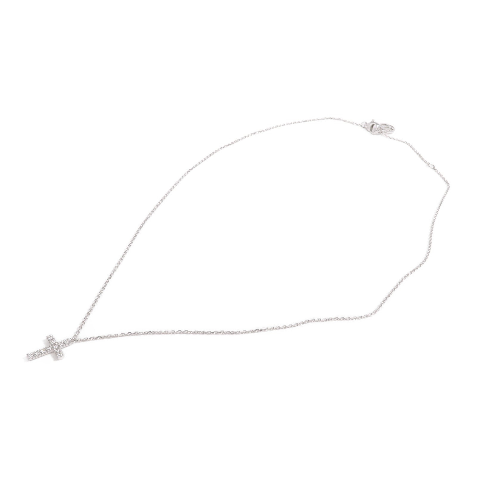 CARTIER 18K白金Symbol Cross Necklace鑽石項鍊