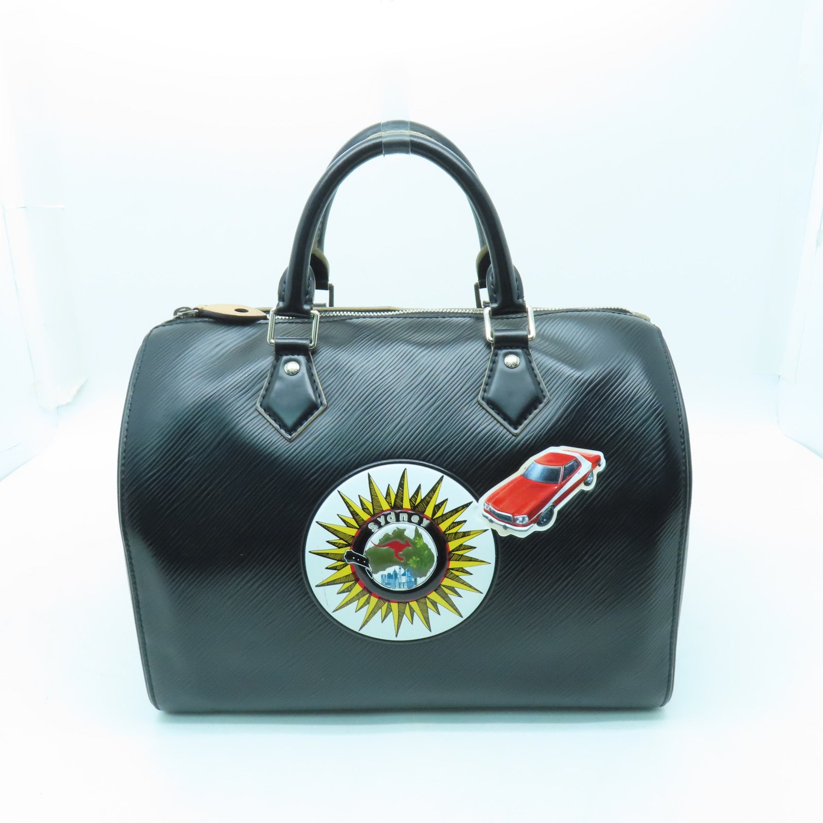 LOUIS VUITTON 【激減優惠】Epi Speedy 30 Word Tour Collection銀扣手挽肩背兩用袋黑色