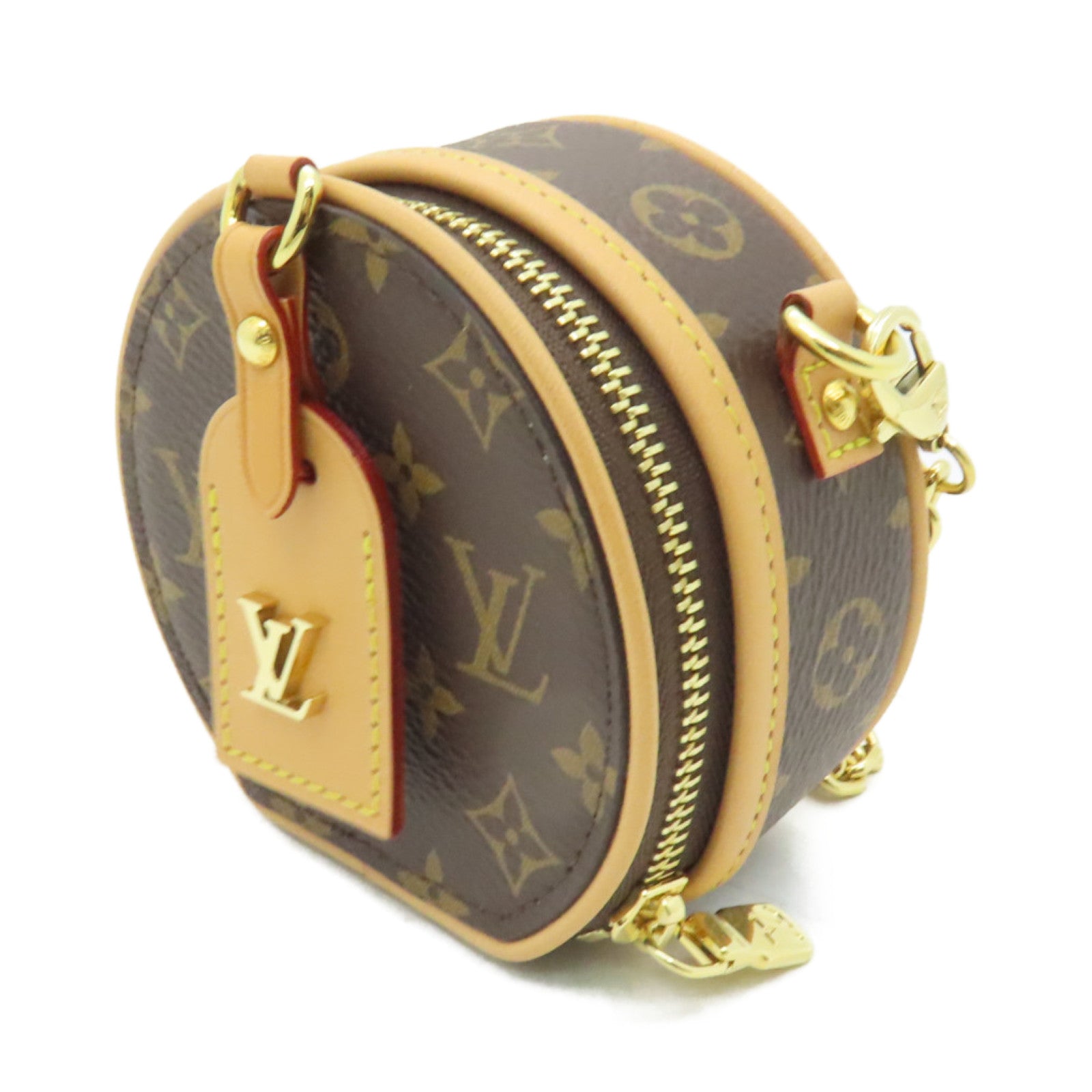 LOUIS VUITTON 【激減優惠】Monogram Boite Chapeau Necklace金扣鏈帶肩背袋棕色