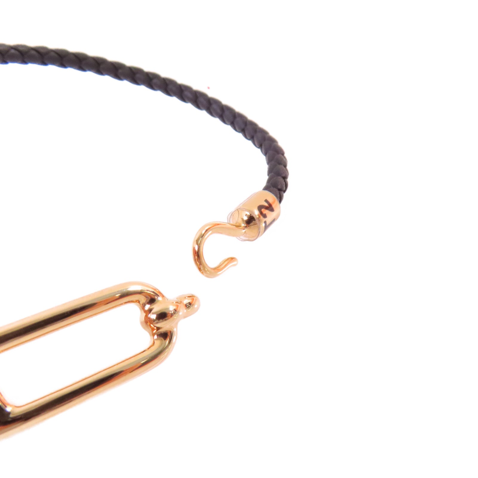 HERMES Swiftp皮革Roulis Bracelet金扣手鏈黑色