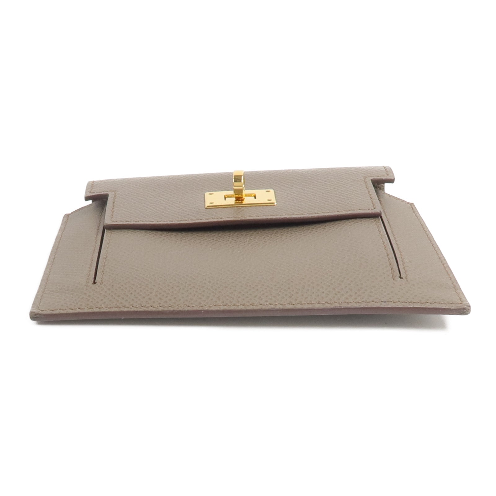 HERMES Epsom皮革Kelly Pocket零錢包Etoupe