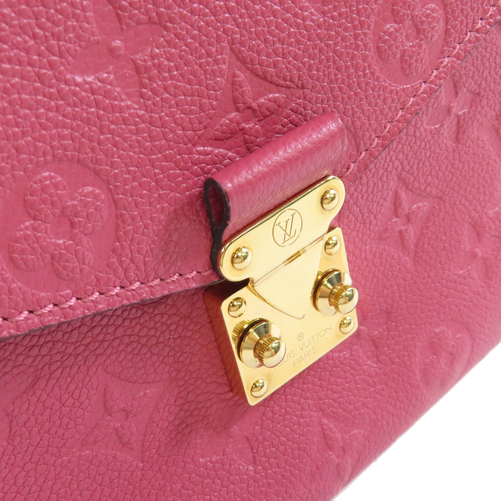LOUIS VUITTON Monogram Empreinte Pochette Metis 2Way Shoulder Bag金扣手挽肩背兩用袋玫紅色