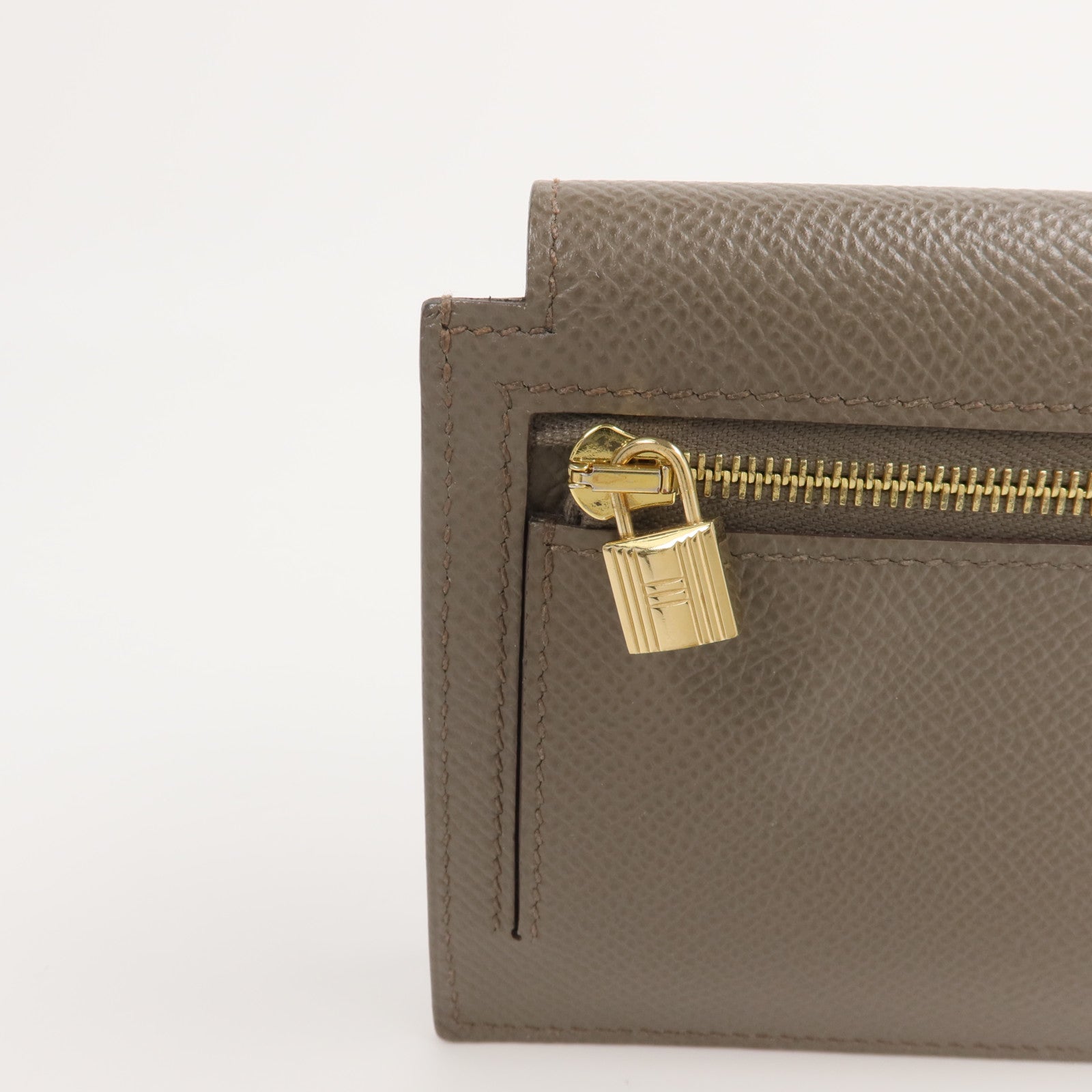 HERMES Epsom皮革Kelly Pocket零錢包Etoupe