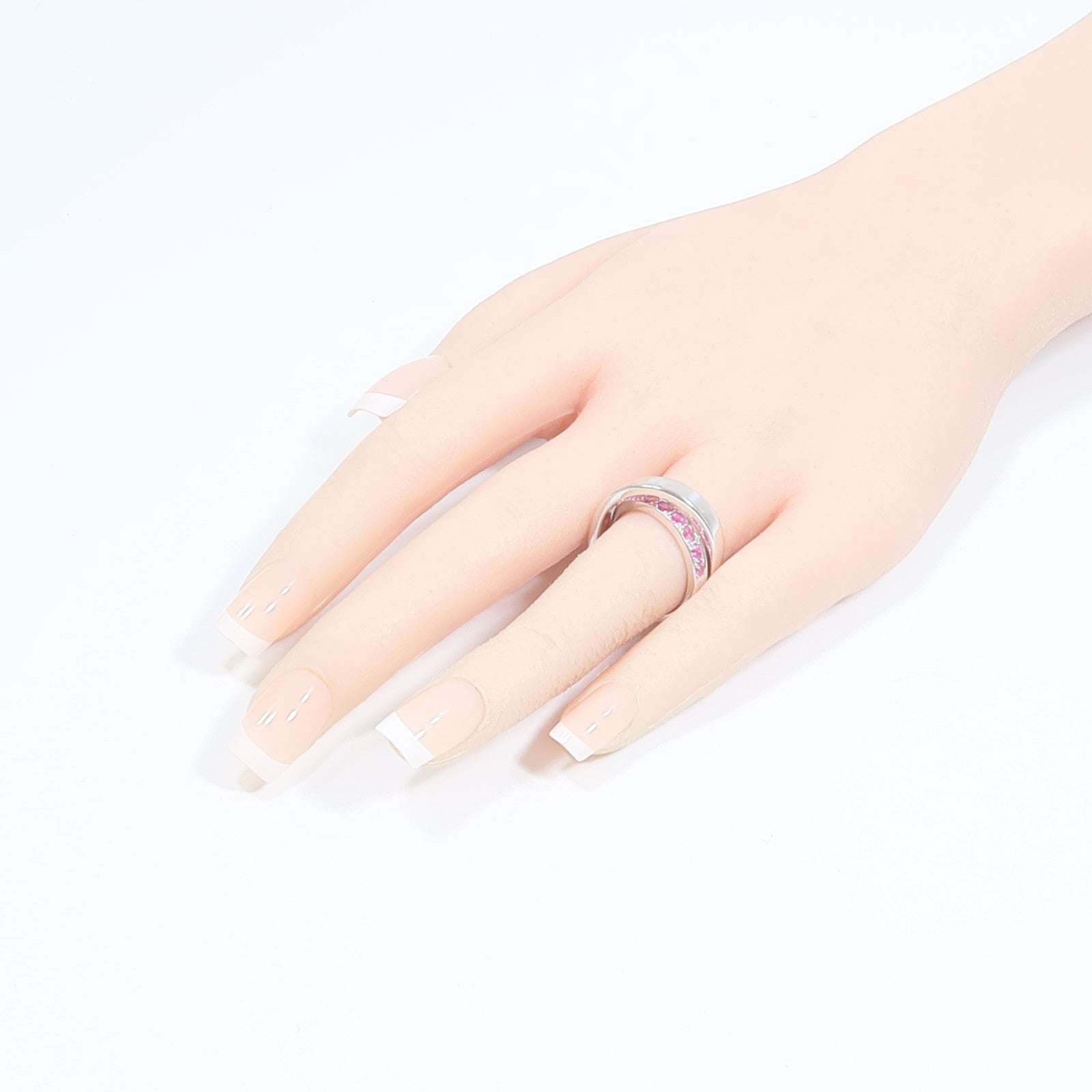 CARTIER 18K白金Paris Nouvelle Vague Ring粉紅藍寶石/鑽石戒指