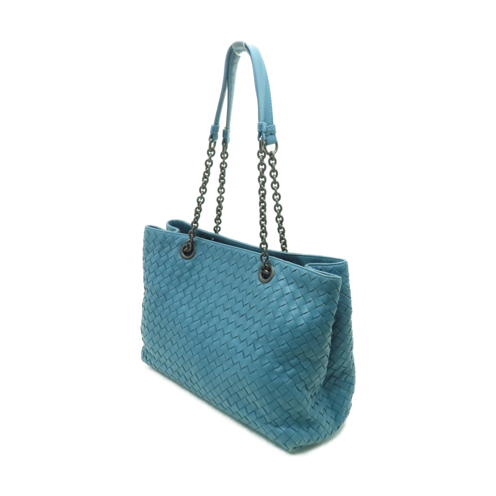 BOTTEGA VENETA 【清倉大減價】羊皮皮革Shoulder Bag鏈帶肩背袋藍色