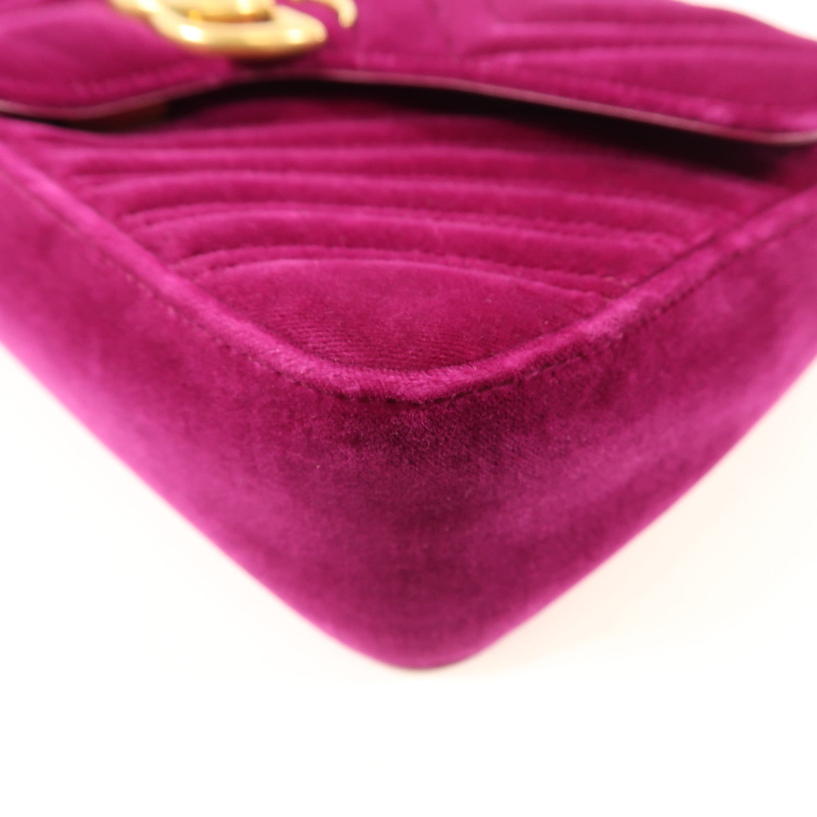 GUCCI GG GHW Marmont Chain Shoulder Bag Velvet 443497 Purple