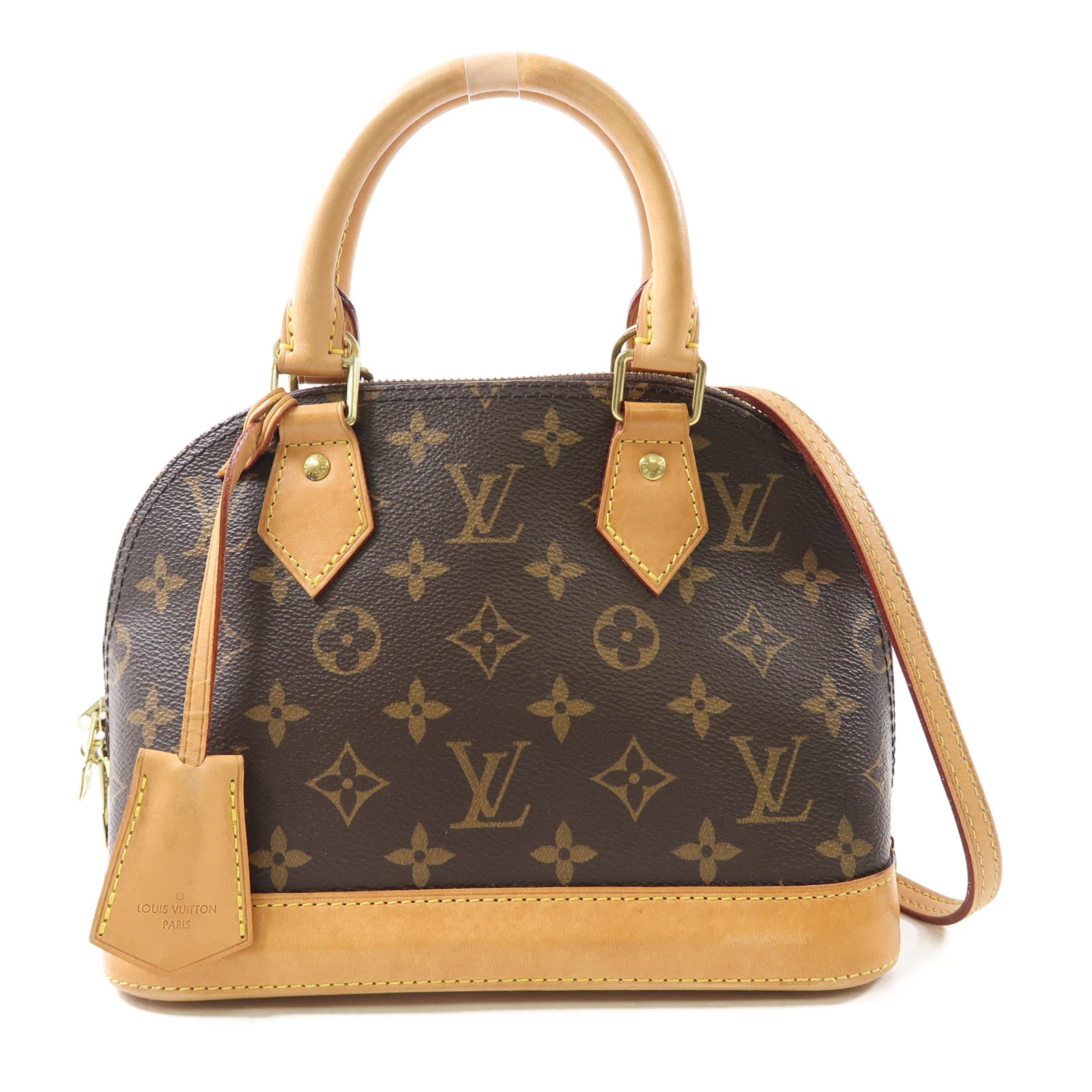 LOUIS VUITTON Monogram Alma BB金扣手挽肩背兩用袋棕色