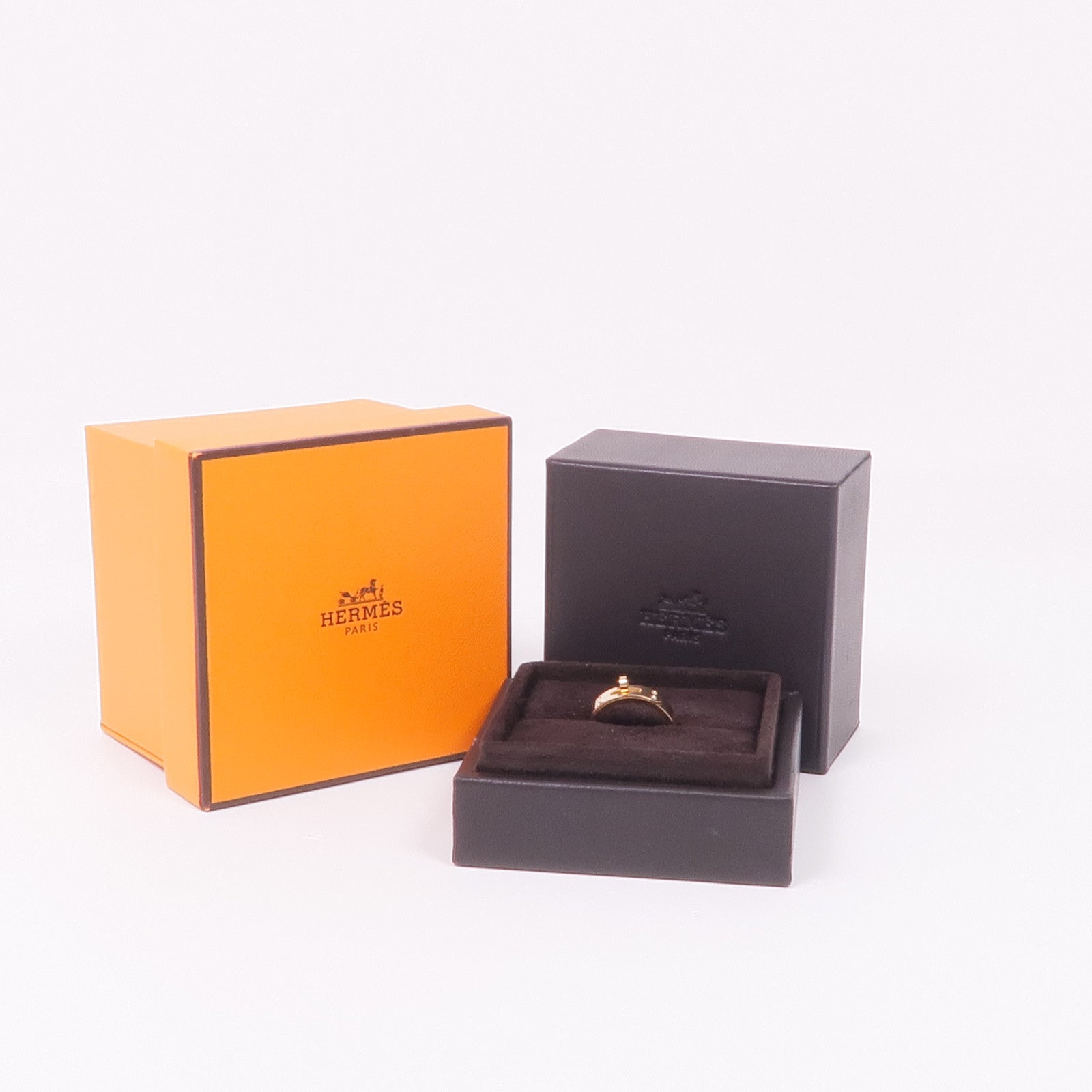 HERMES 18K玫瑰金Kelly Ring鑽石戒指Hermes#51/US#5.75