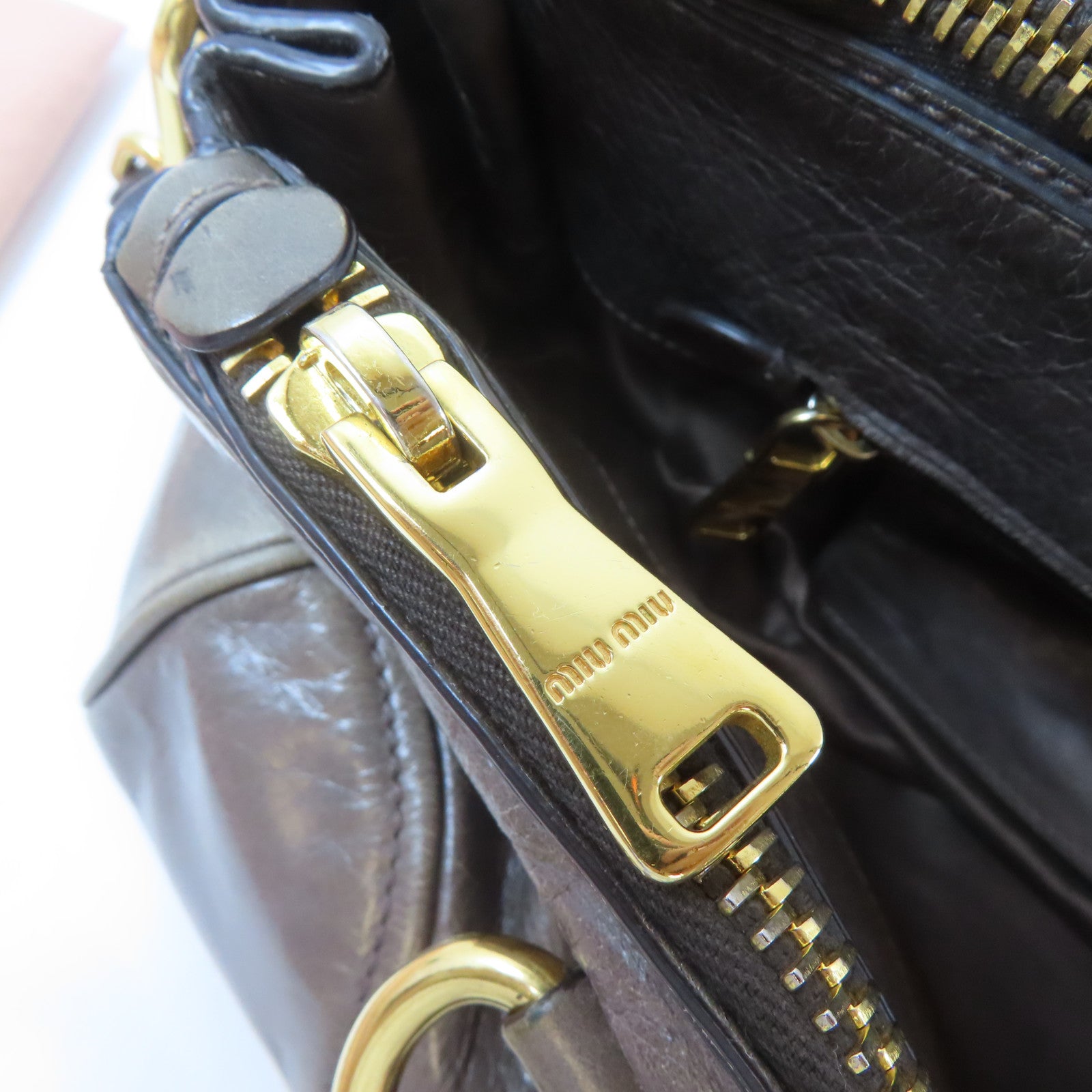 Miu Miu 牛皮皮革Shoulder Bag金扣手挽肩背兩用袋灰色