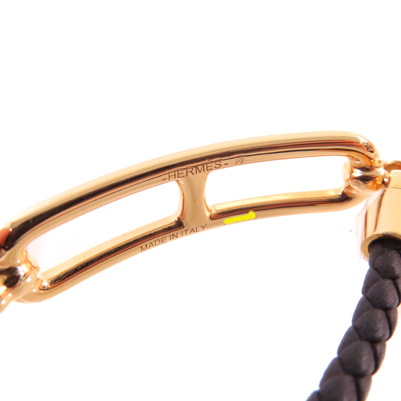 HERMES Swiftp皮革Roulis Bracelet金扣手鏈黑色
