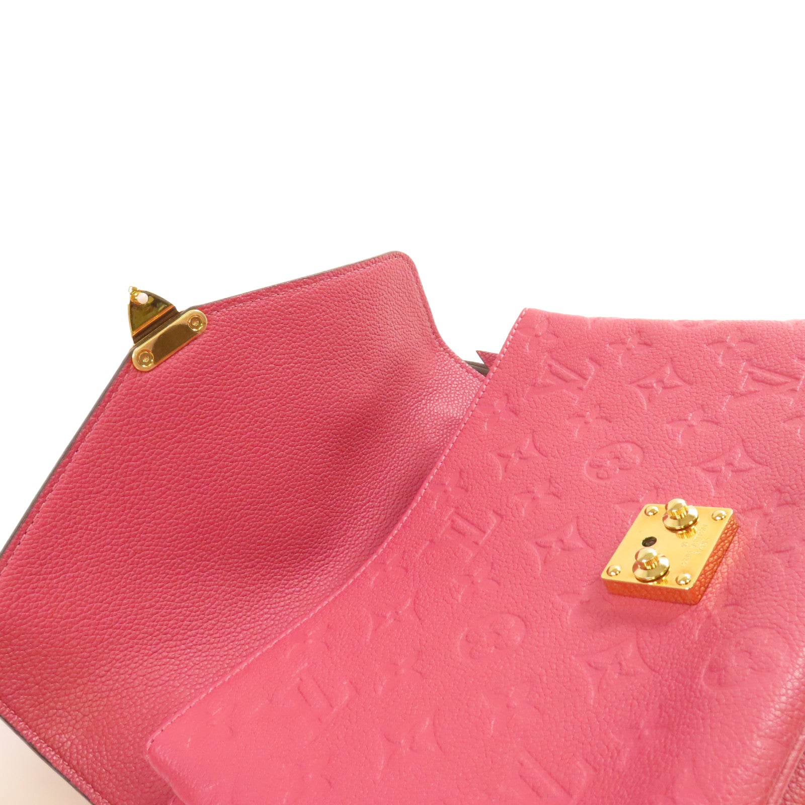 LOUIS VUITTON Monogram Empreinte Pochette Metis 2Way Shoulder Bag金扣手挽肩背兩用袋玫紅色