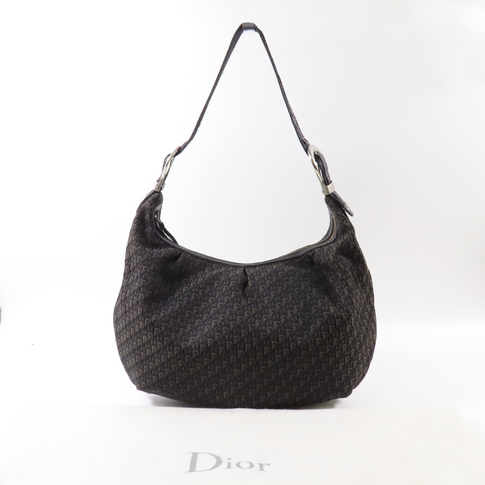Dior 帆布Shoulder Bag銀扣肩背袋黑色