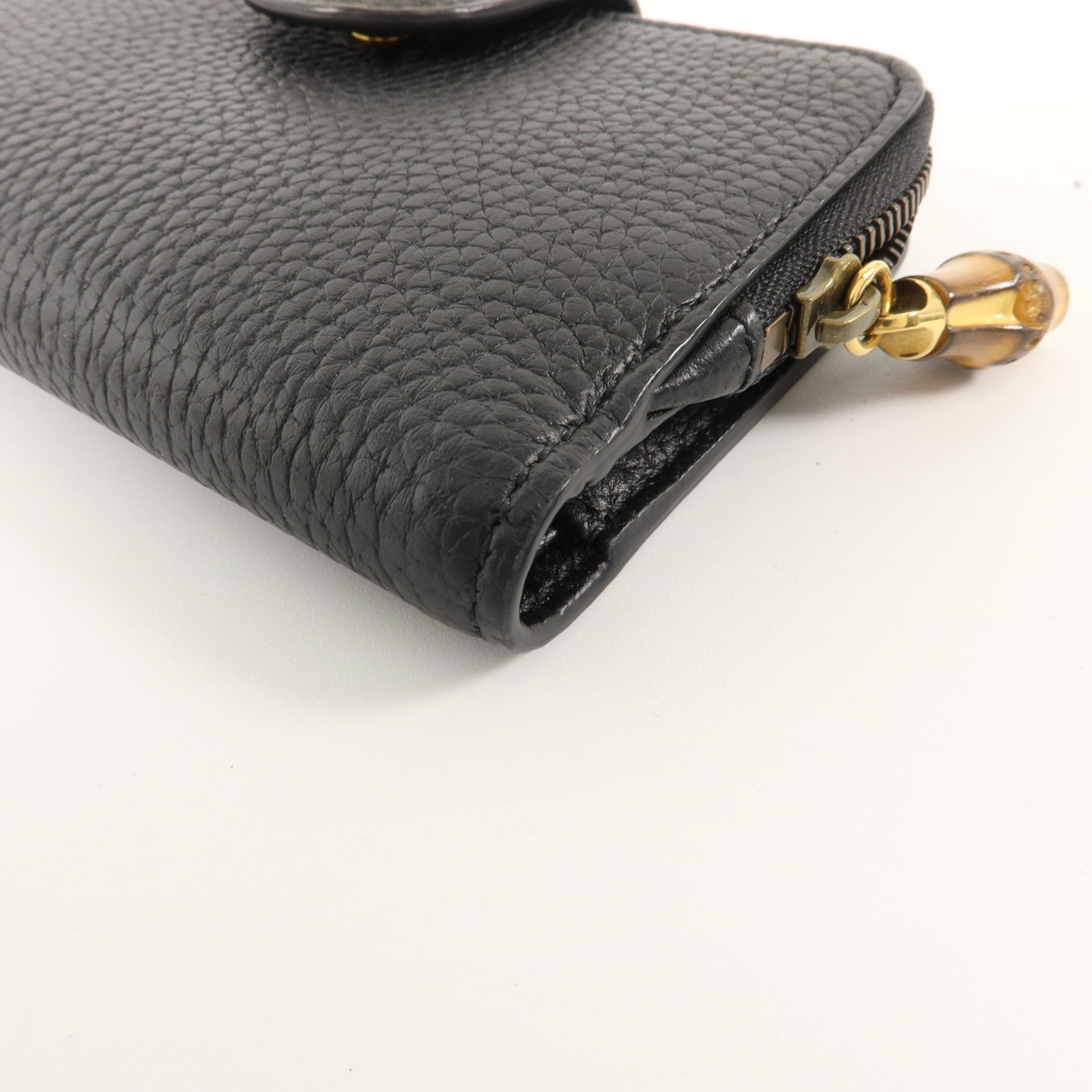 GUCCI 牛皮皮革Medium Double G Wallet with Bamboo金扣錢包