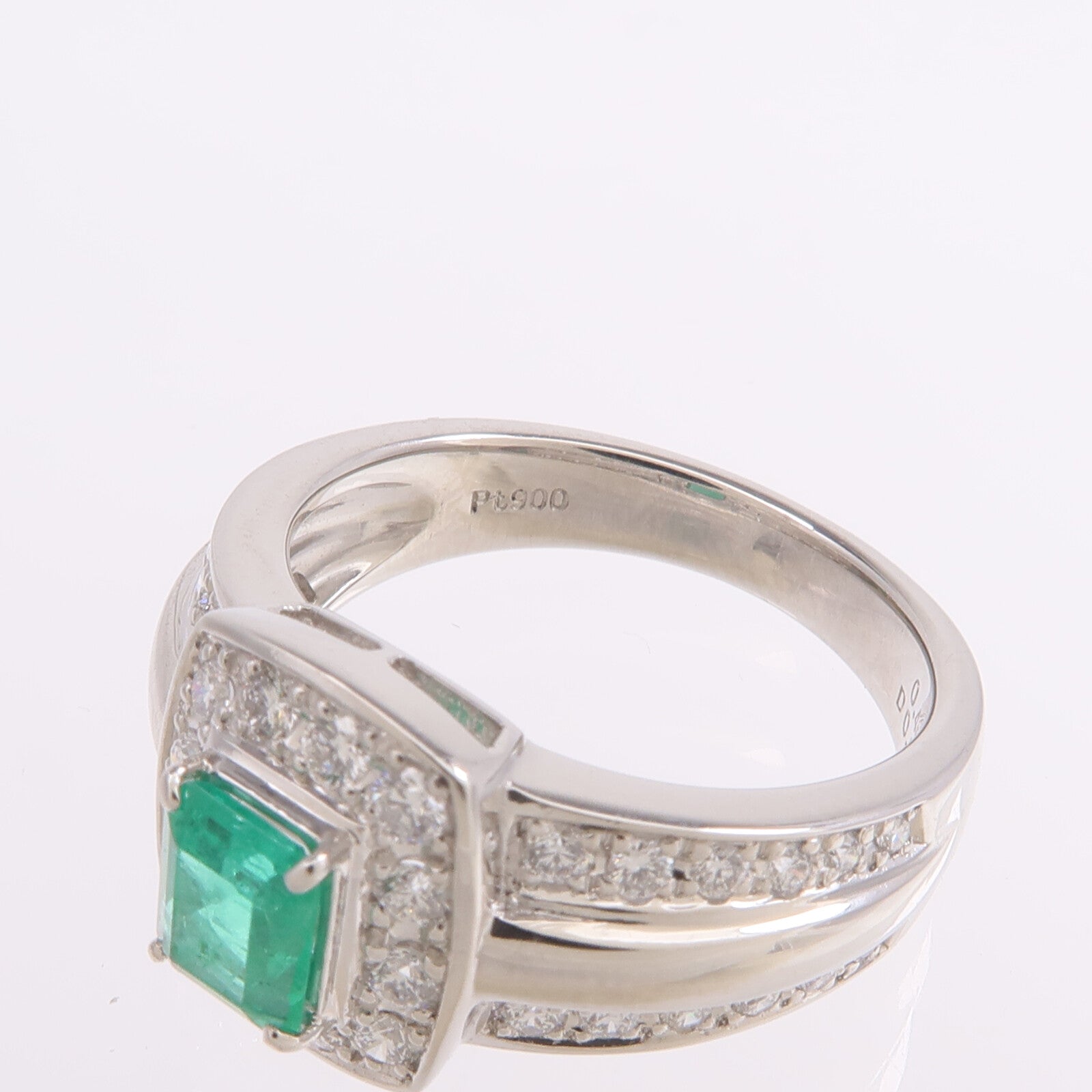 JEWELRY PT900鉑金Ring綠寶石/鑽石戒指