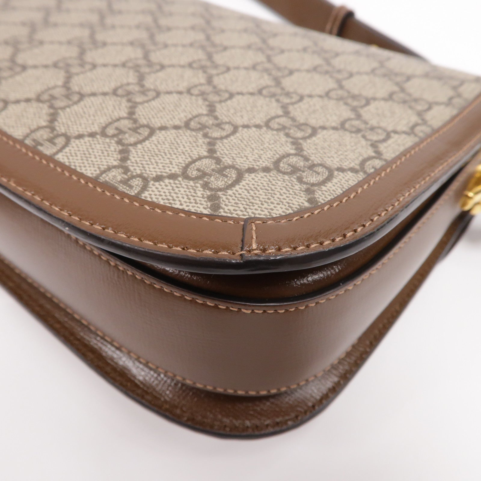 GUCCI 塗層帆布Housebit 1955金扣肩背袋啡色
