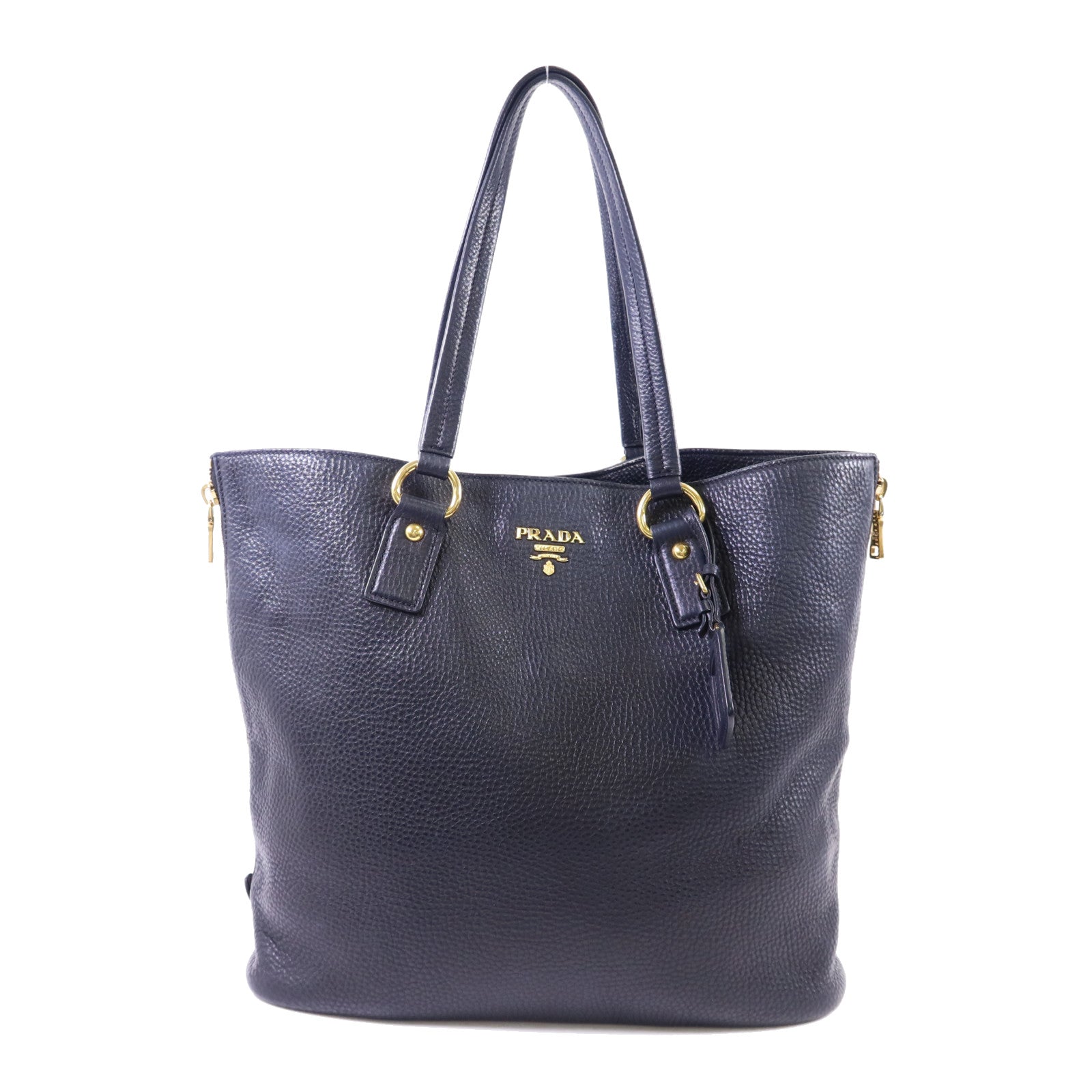 PRADA Daino皮革Side Zip Leather Tote Bag金扣手挽袋