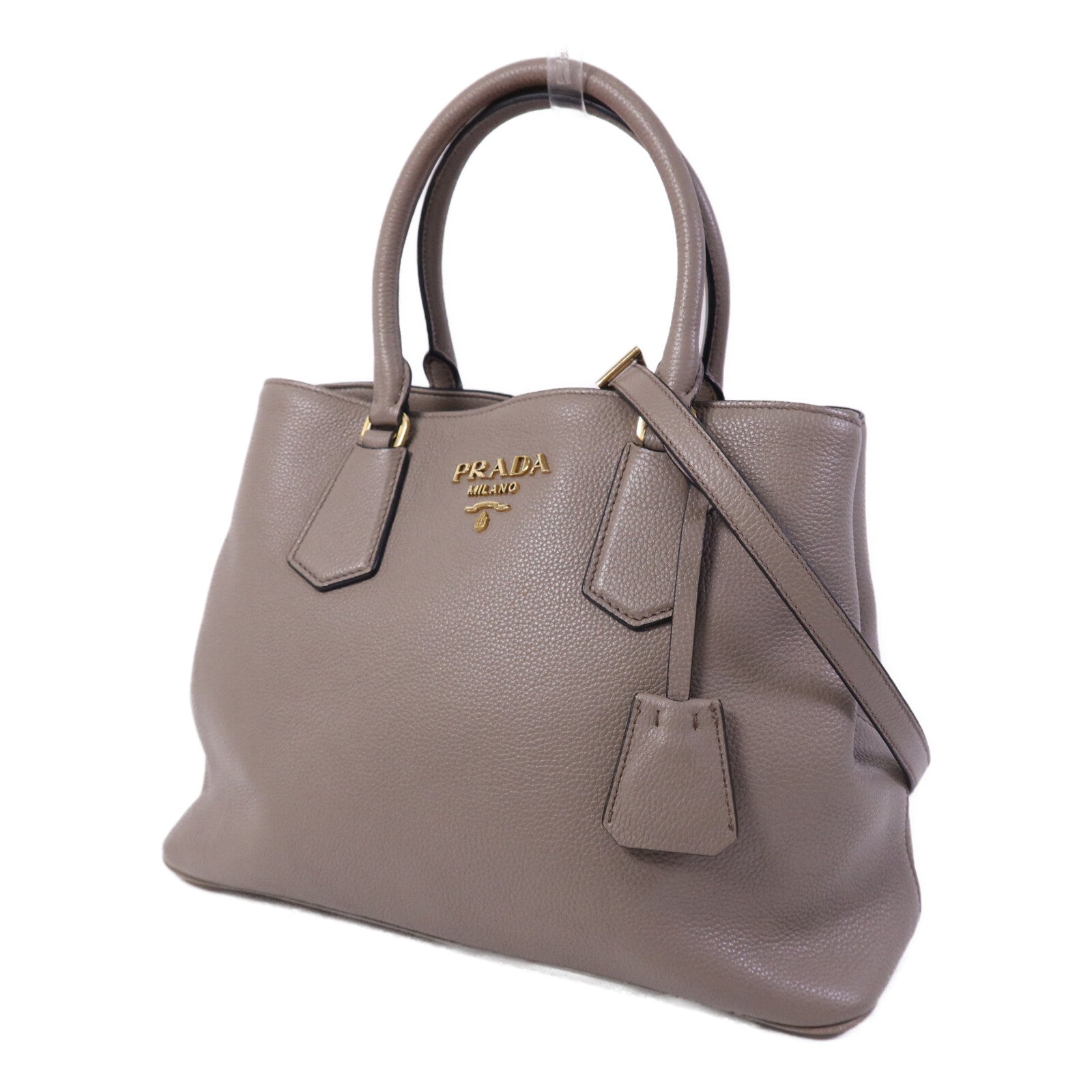 PRADA 牛皮皮革Vitello Daino金扣手挽肩背兩用袋
