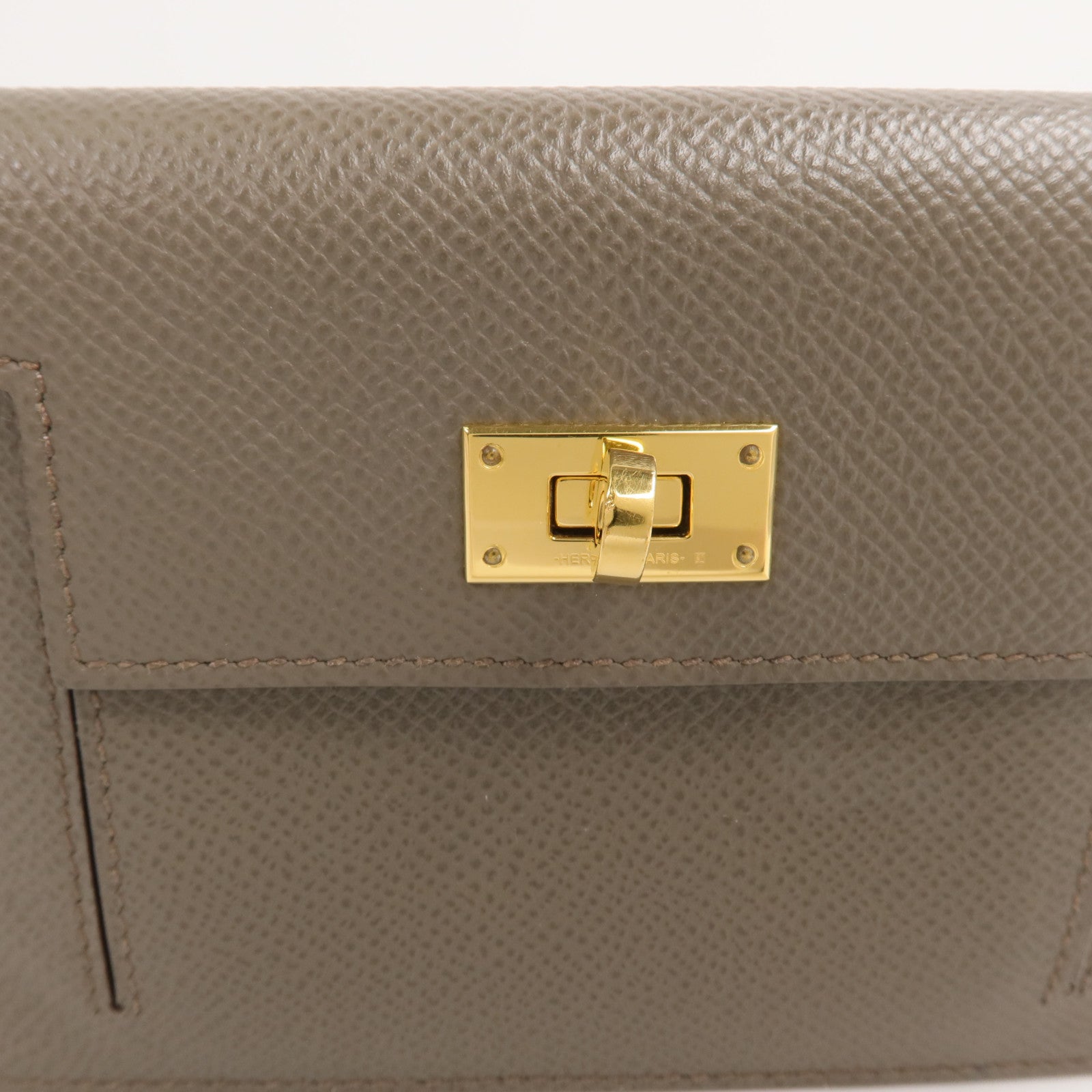 HERMES Epsom皮革Kelly Pocket零錢包Etoupe