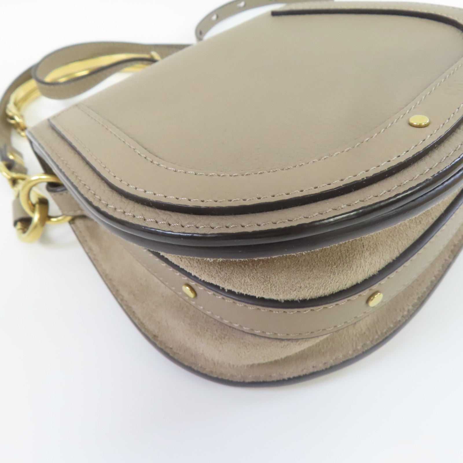 Chloe 牛皮皮革Shoulder Bag金扣手挽肩背兩用袋灰色