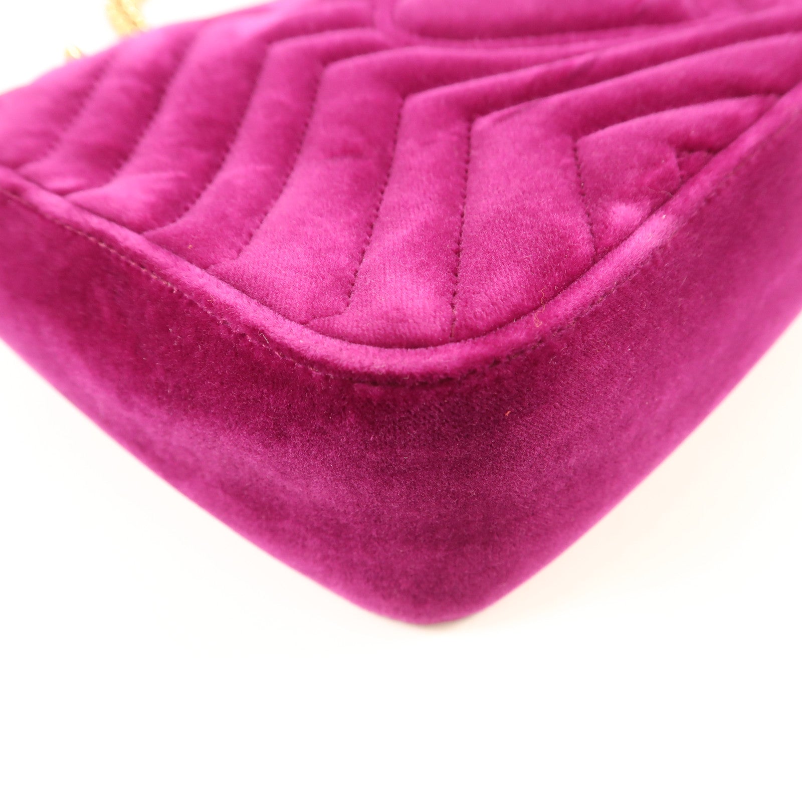 GUCCI GG GHW Marmont Chain Shoulder Bag Velvet 443497 Purple