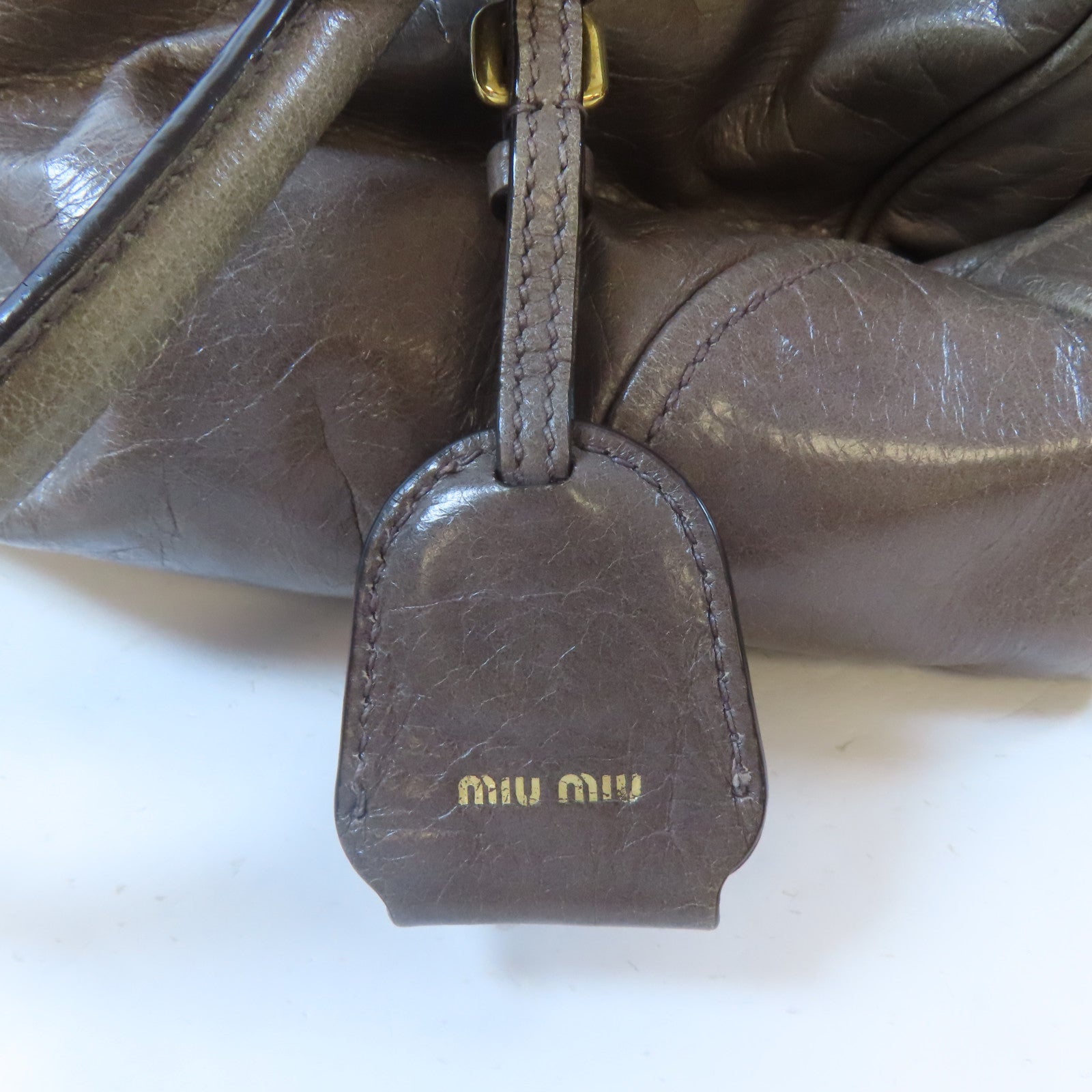 Miu Miu 牛皮皮革Shoulder Bag金扣手挽肩背兩用袋灰色