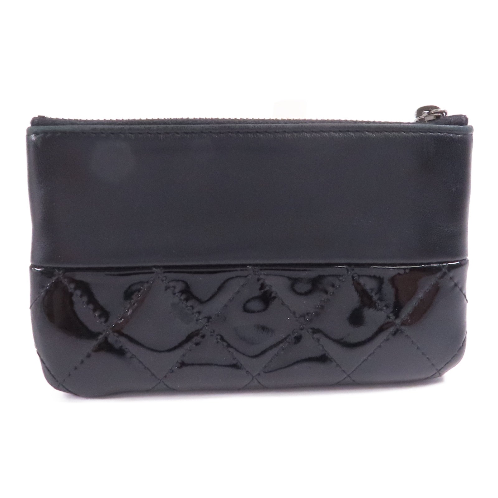 CHANEL 羊皮皮革/漆皮皮革Pouch銀扣手拿包