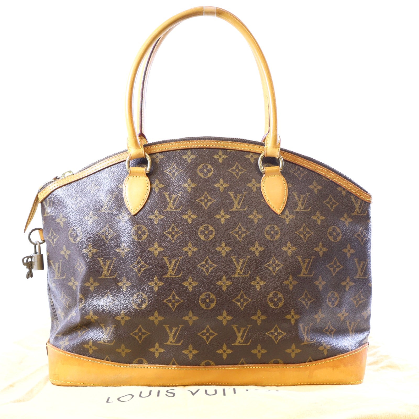 LOUIS VUITTON 【激減優惠】Monogram Lockit Horizontal金扣手挽袋棕色
