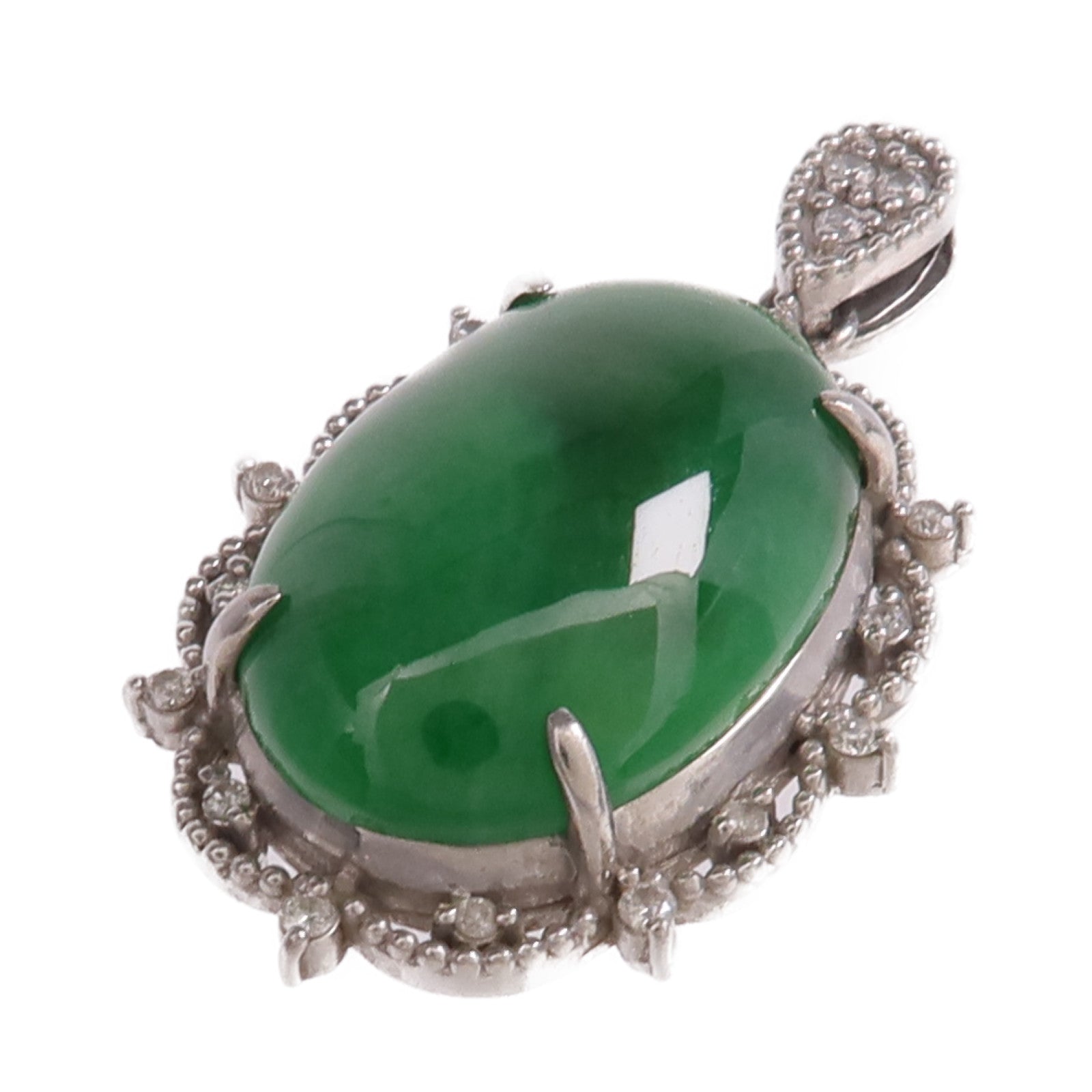 JEWELRY PT900鉑金Jade Diamond Pendant Top翡翠/鑽石吊墜