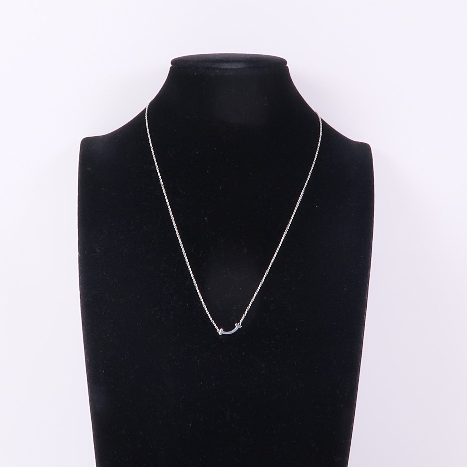 TIFFANY＆CO 18K白金T Smile Necklace項鍊
