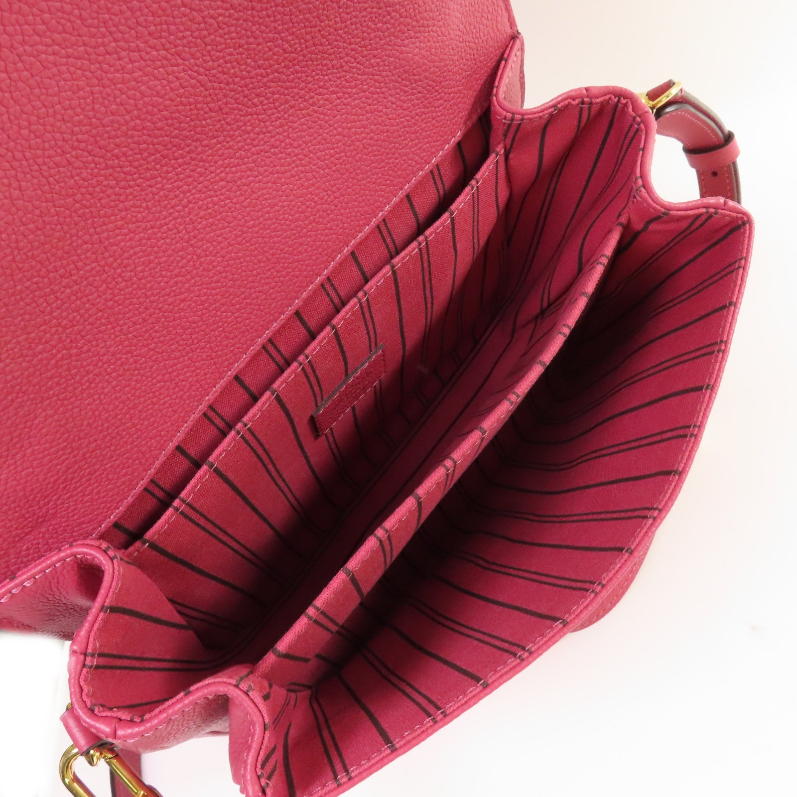LOUIS VUITTON Monogram Empreinte Pochette Metis 2Way Shoulder Bag金扣手挽肩背兩用袋玫紅色