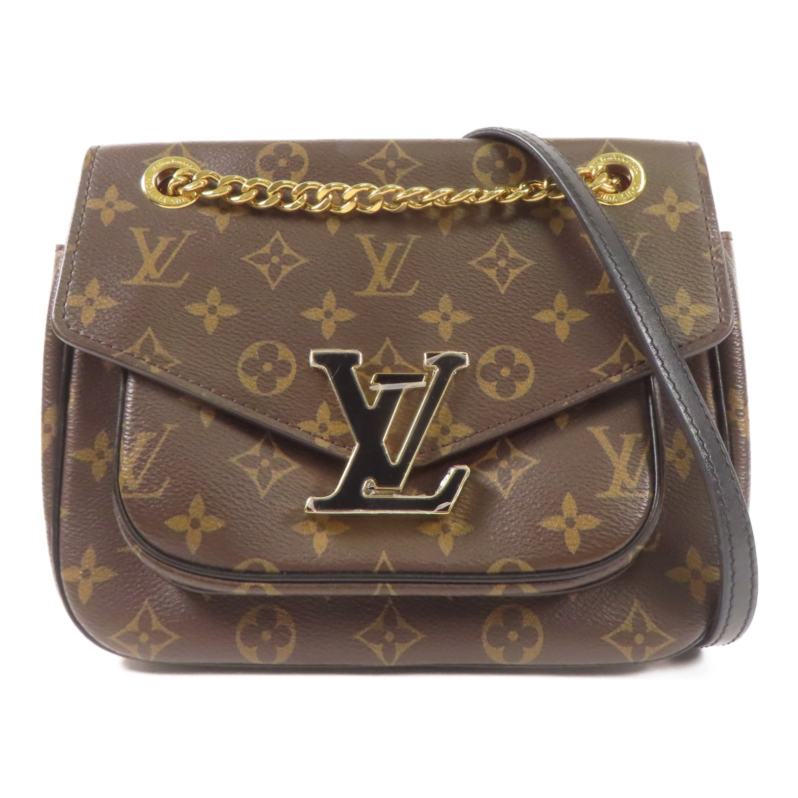 LOUIS VUITTON Monogram Passy金扣肩背袋棕色