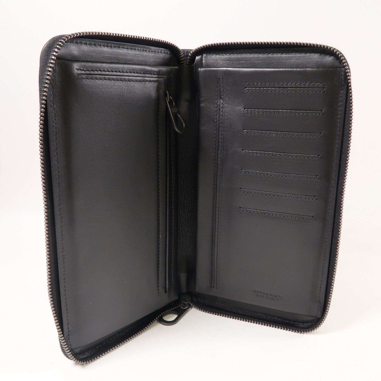 BOTTEGA VENETA 皮革Round Long Wallet長錢包黑色