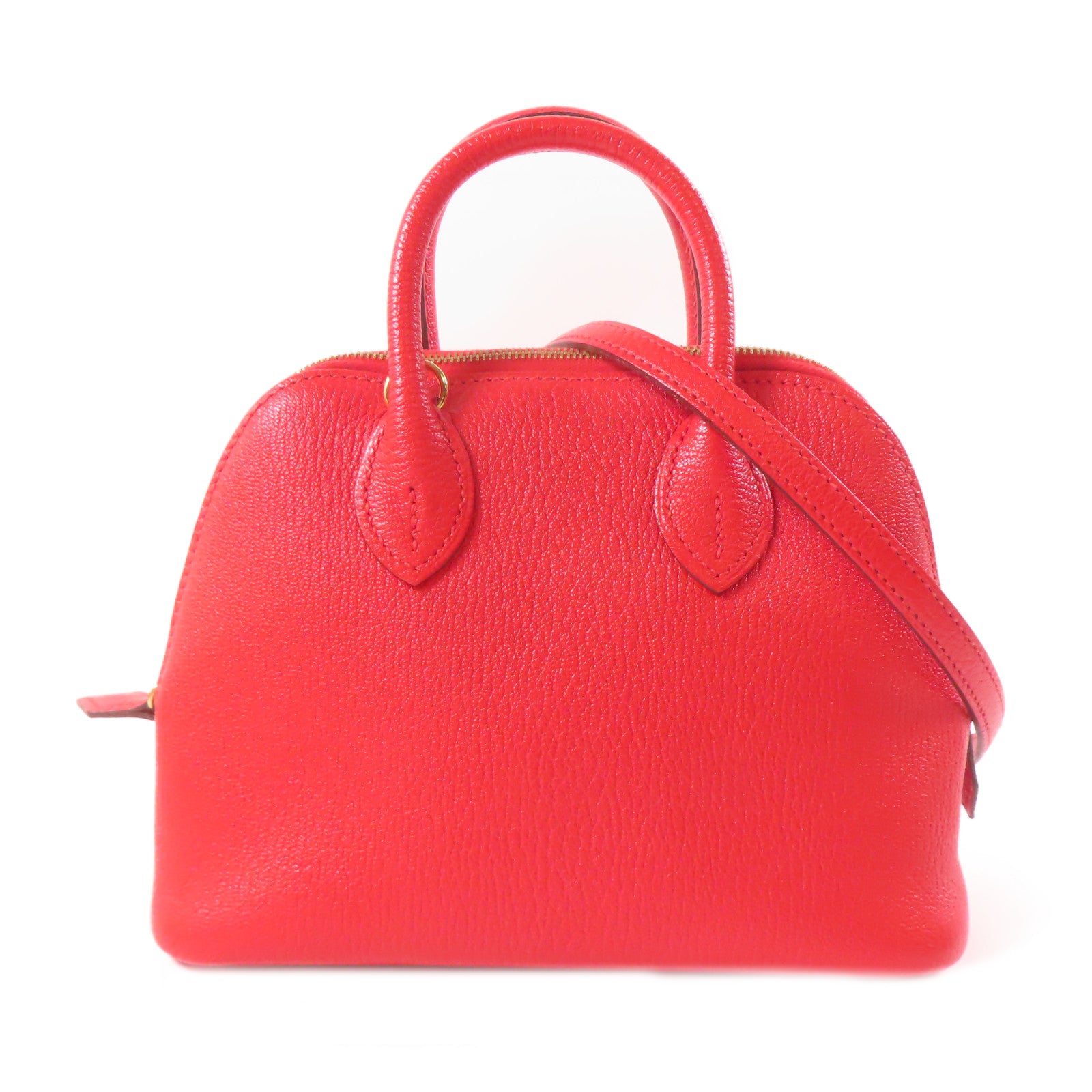 HERMES Chevre皮革Bolide Mini金扣手挽肩背兩用袋紅色