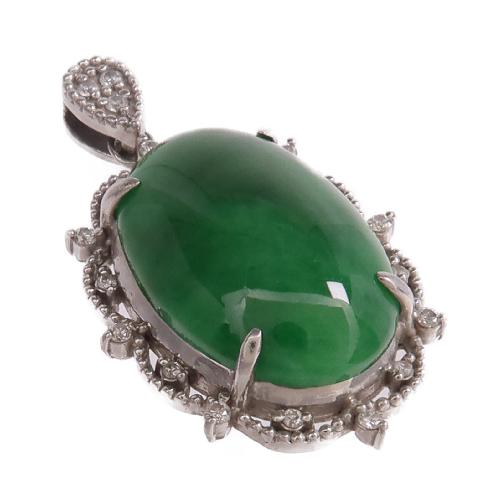 JEWELRY PT900鉑金Jade Diamond Pendant Top翡翠/鑽石吊墜