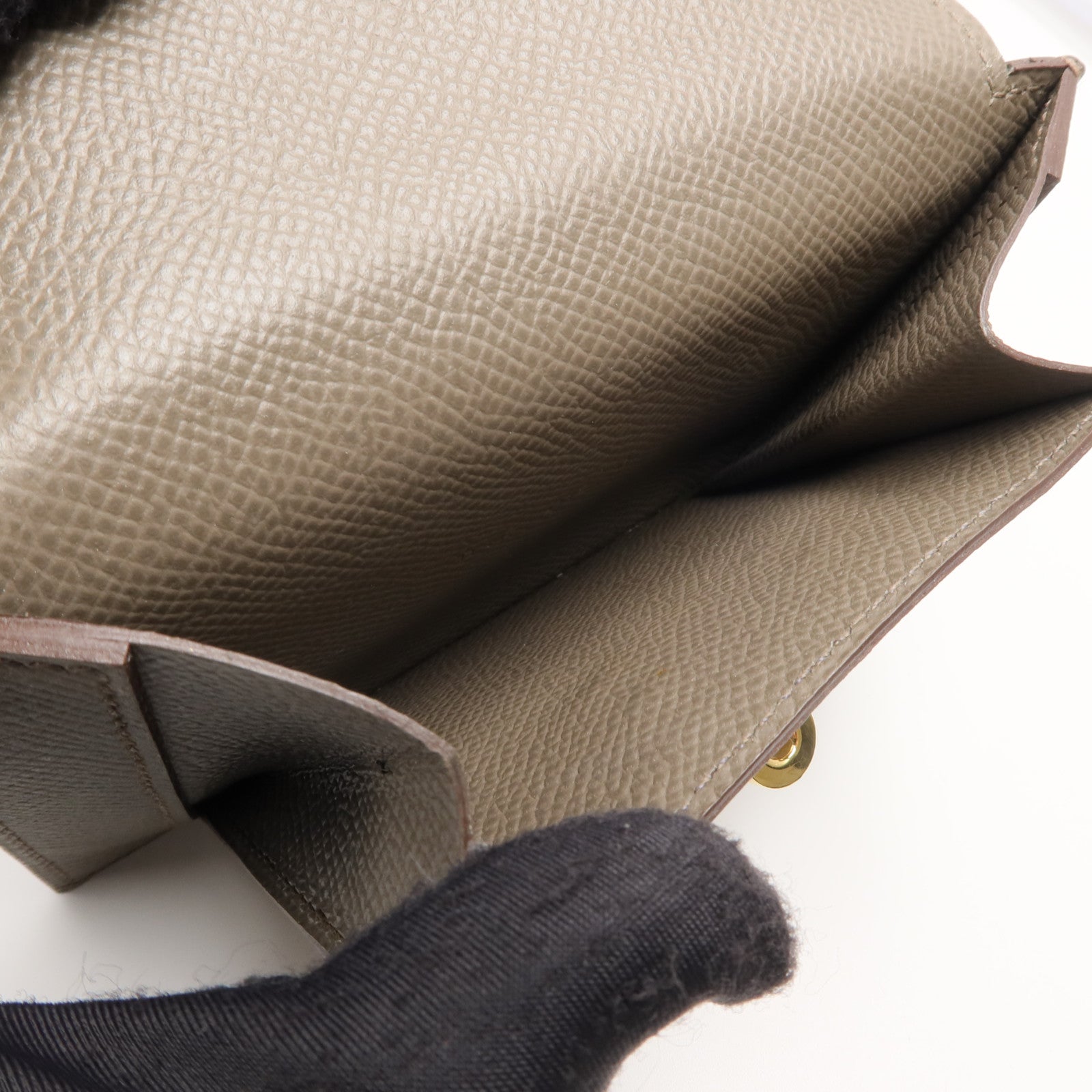 HERMES Epsom皮革Kelly Pocket零錢包Etoupe
