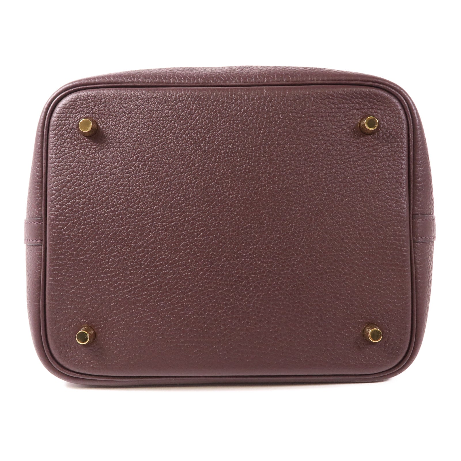 HERMES GHW Picotin MM Hand Bag Clemence Leather Rouge Sellier