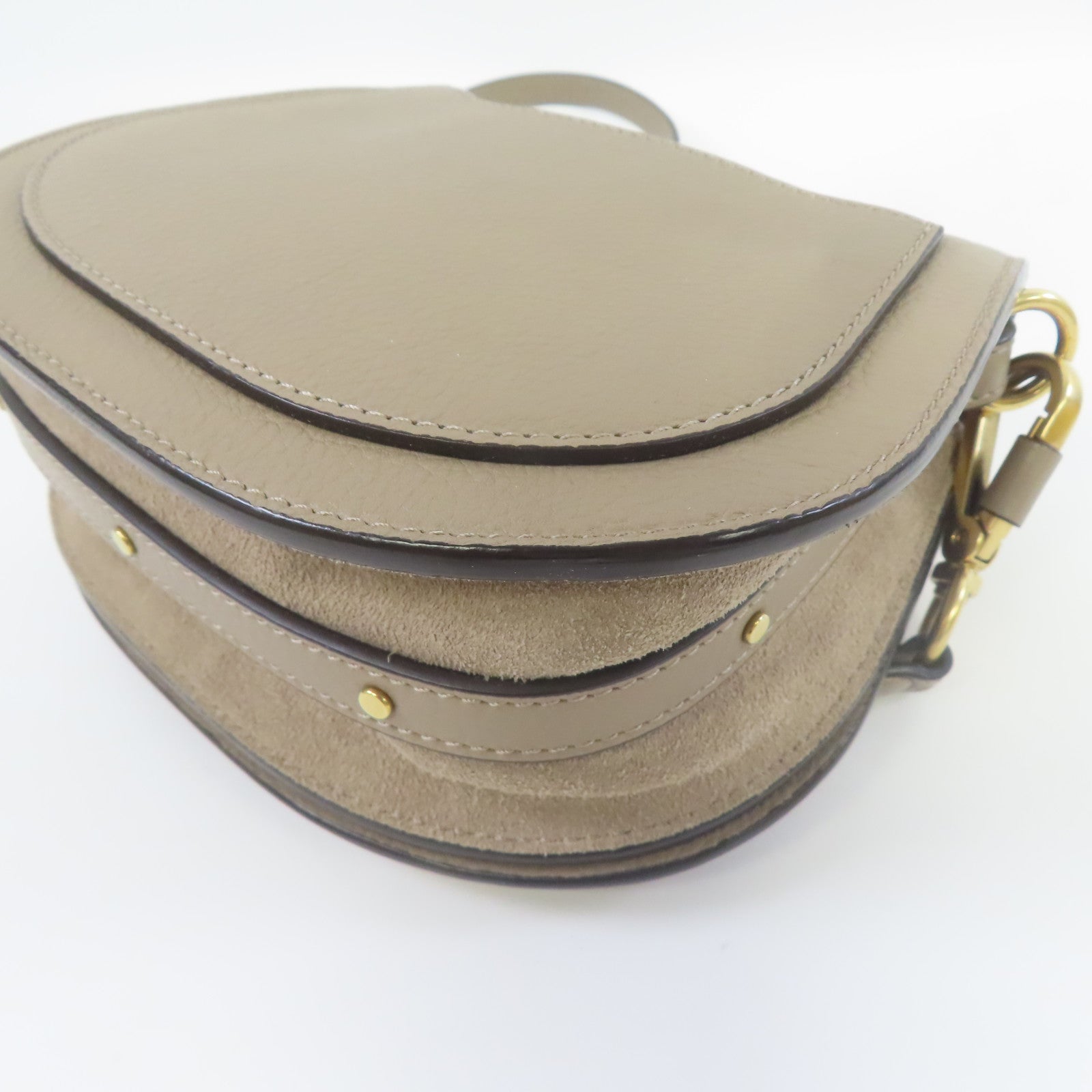 Chloe 牛皮皮革Shoulder Bag金扣手挽肩背兩用袋灰色