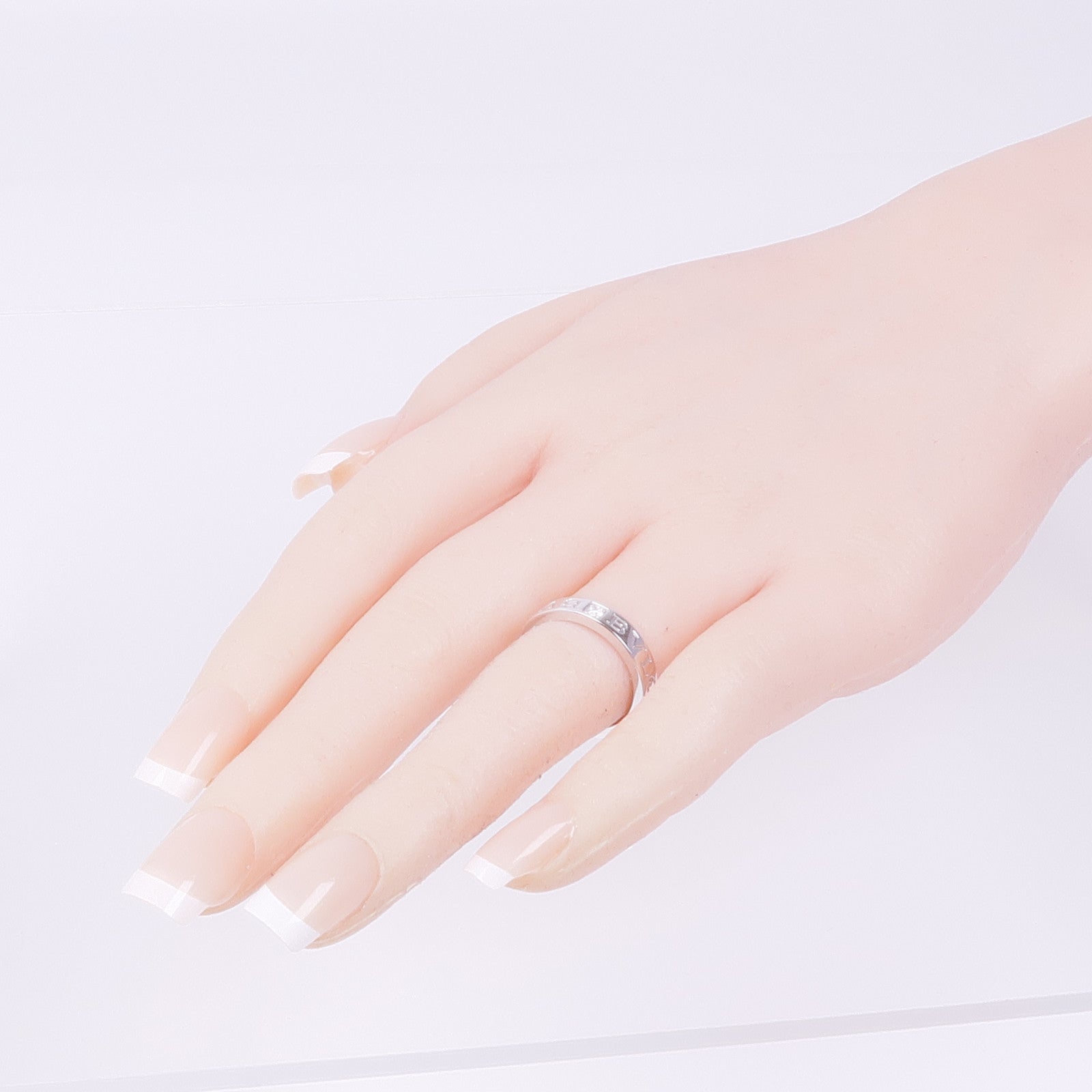 BVLGARI 18K白金Double Logo 1 Diamond Ring鑽石戒指US#6