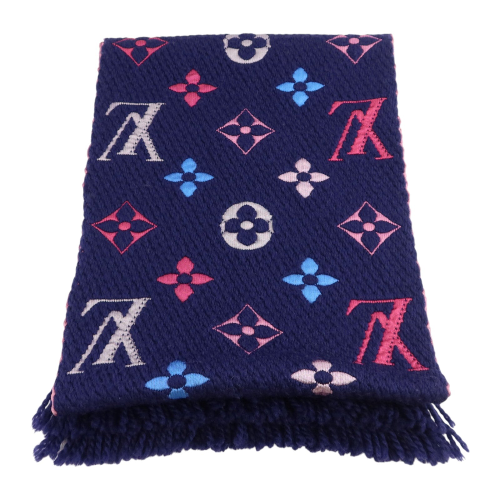 LOUIS VUITTON 羊毛/絲質Echarpe Logomania Rainbow Scarf圍巾