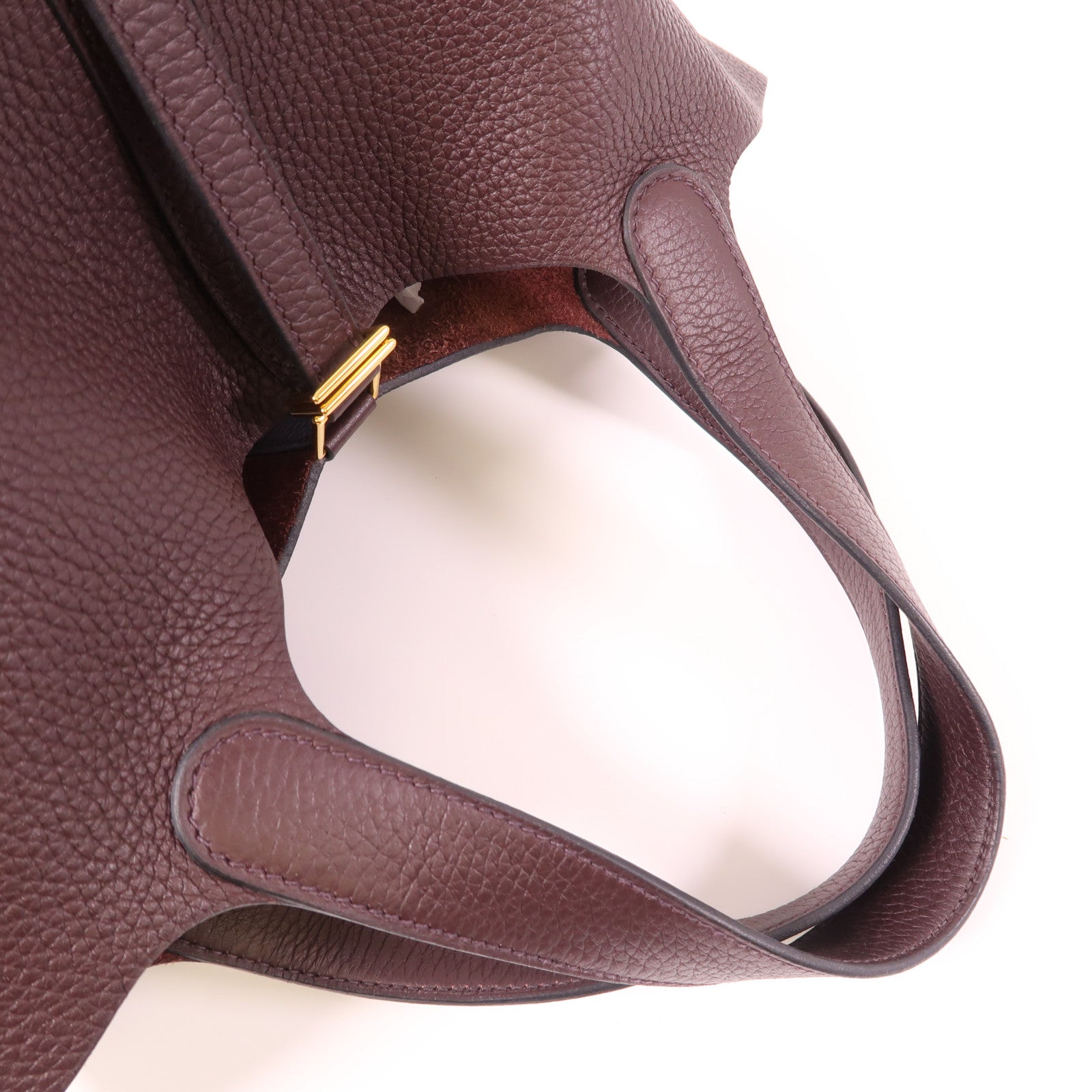 HERMES GHW Picotin MM Hand Bag Clemence Leather Rouge Sellier