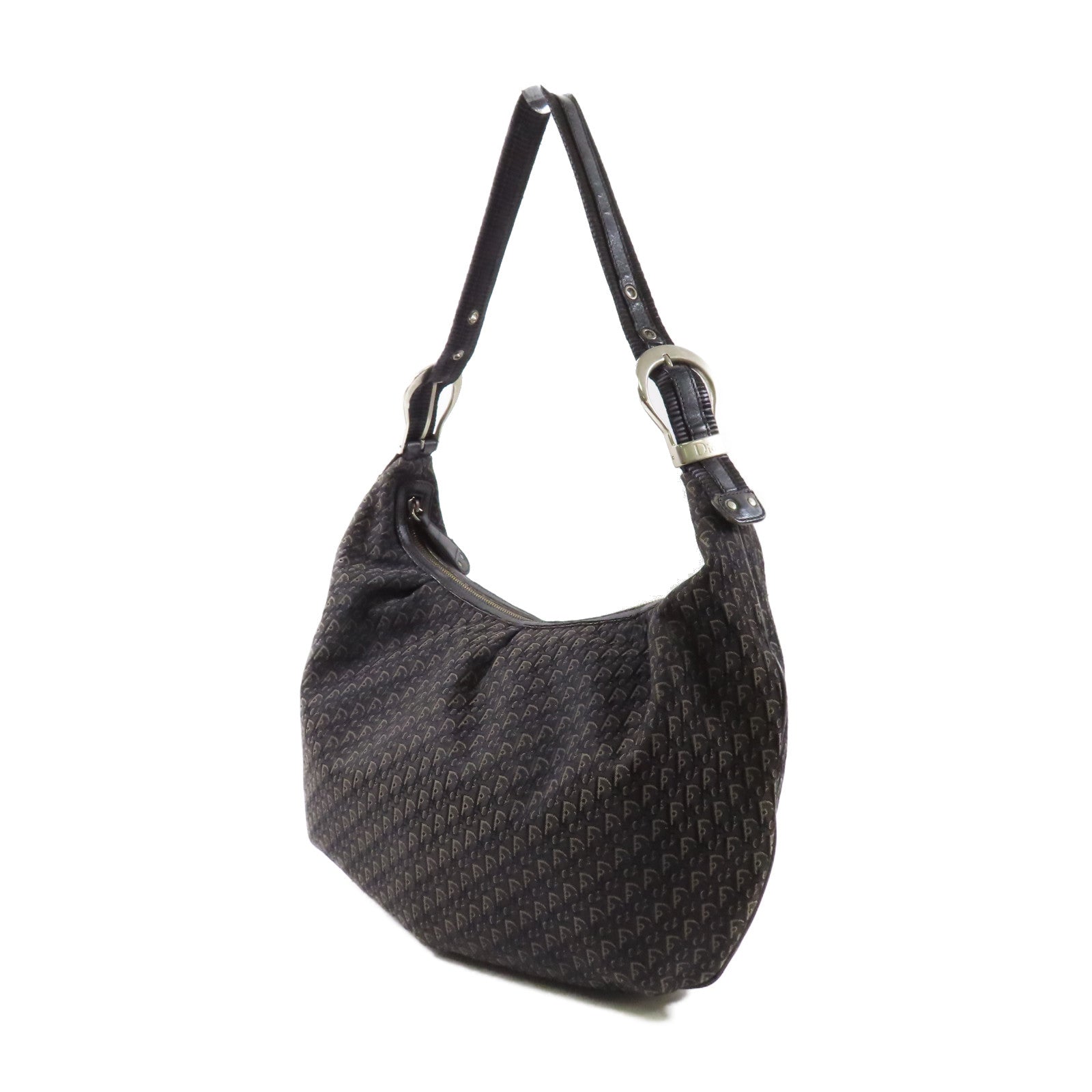 Dior 帆布Shoulder Bag銀扣肩背袋黑色