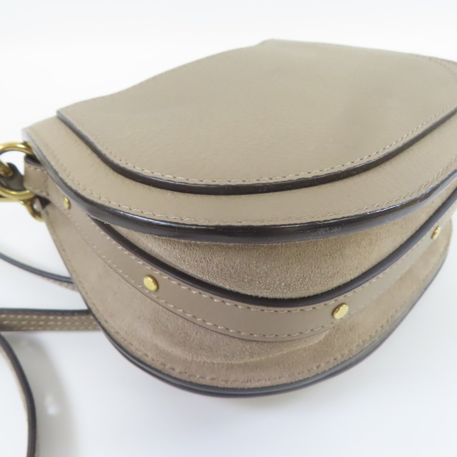 Chloe 牛皮皮革Shoulder Bag金扣手挽肩背兩用袋灰色