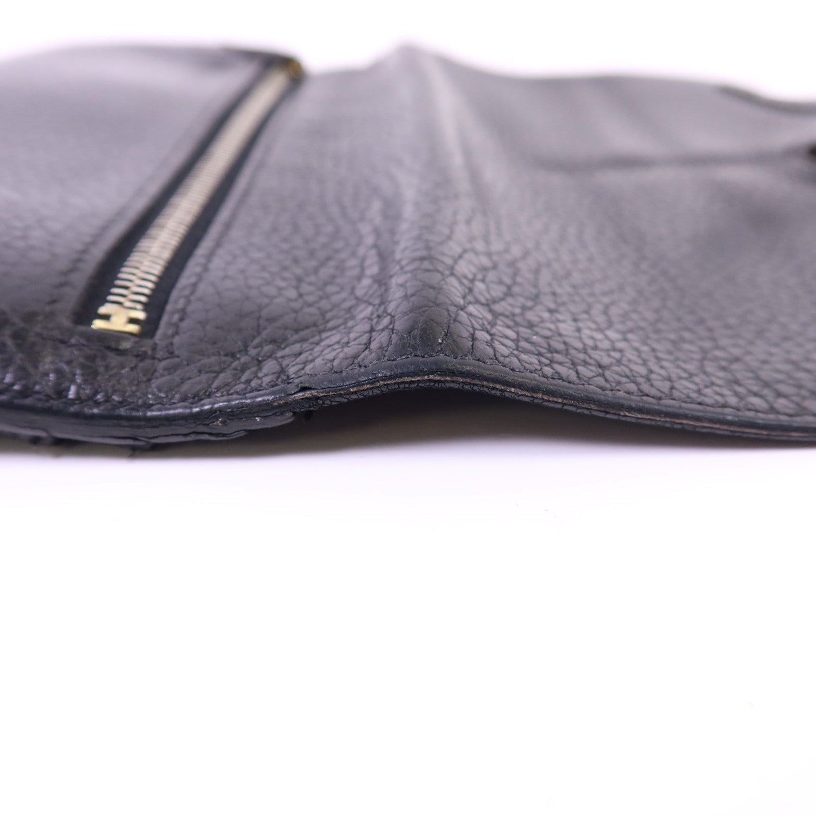 HERMES Clemence皮革Dogon Wallet金扣長錢包Noir