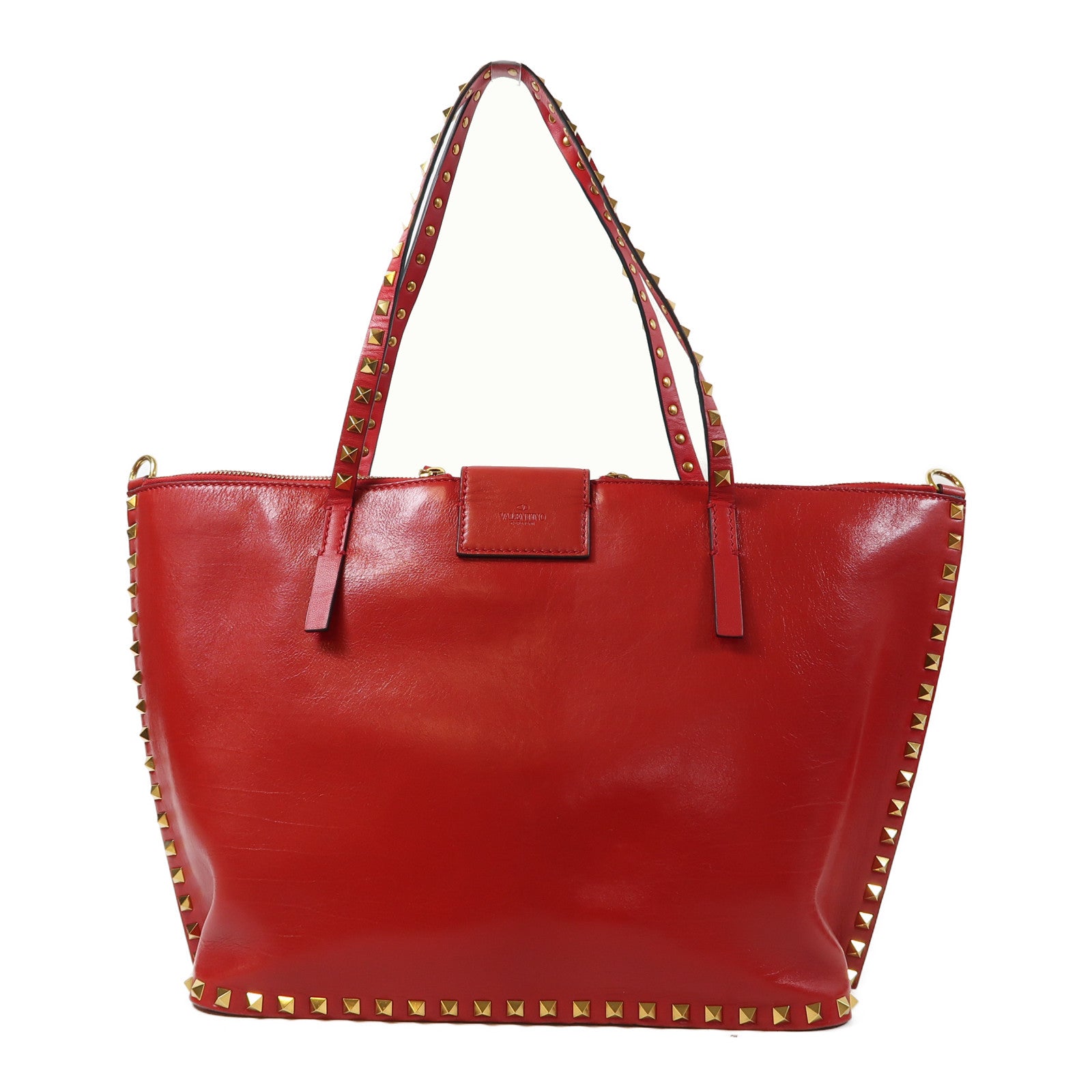 Valentino 【激減優惠】牛皮皮革2 Way Shoulder Bag金扣手挽肩背兩用袋紅色
