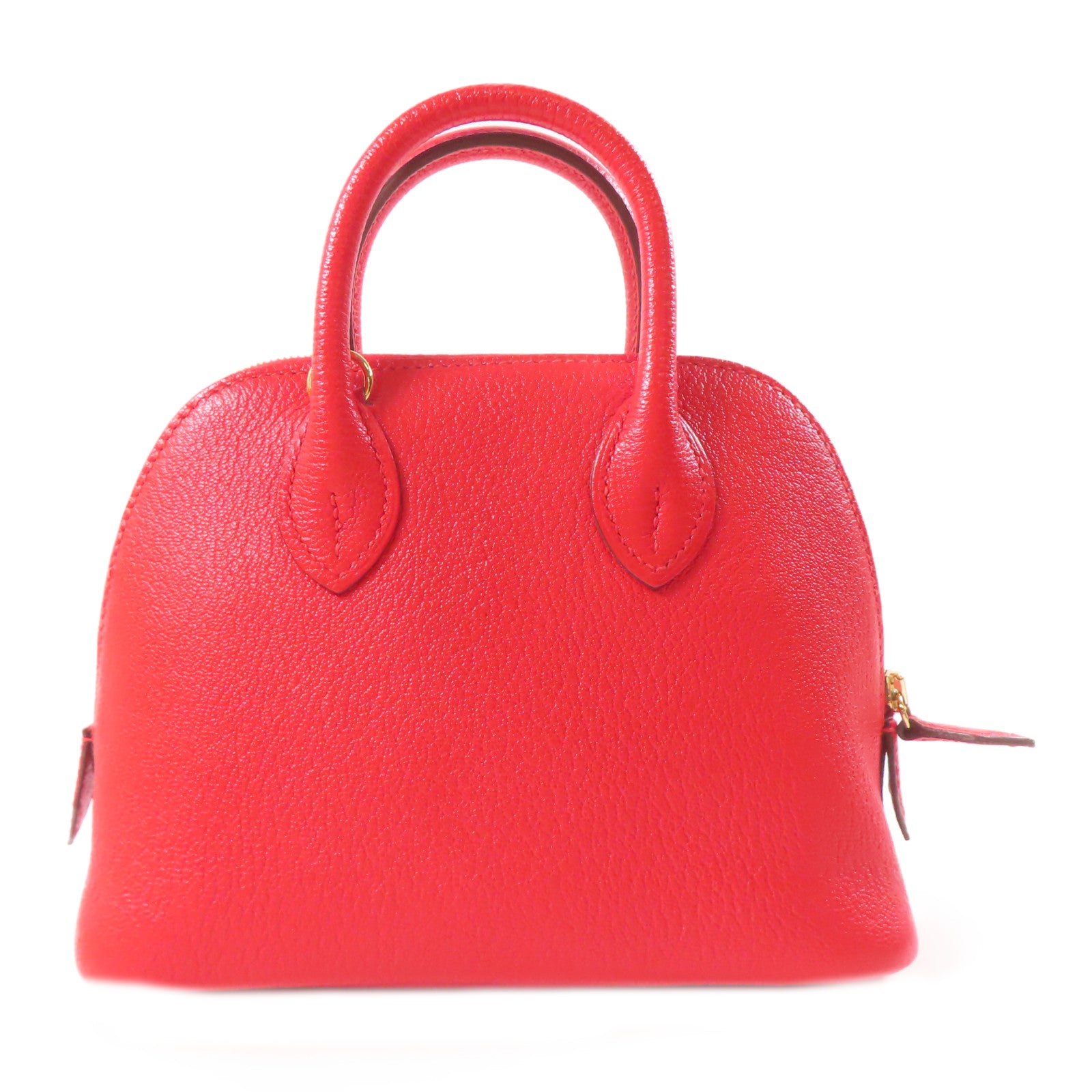 HERMES Chevre皮革Bolide Mini金扣手挽肩背兩用袋紅色