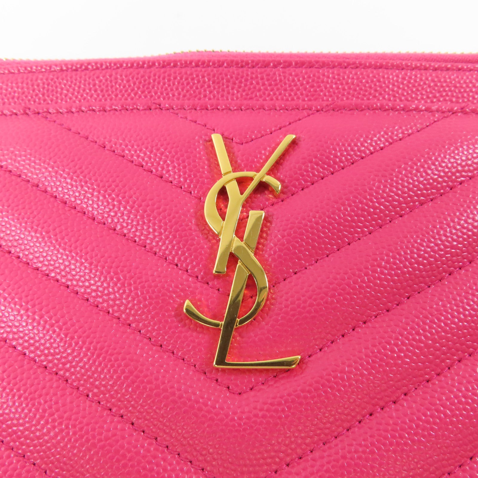 YVES SAINT LAURENT 牛皮皮革Pouch金扣小袋